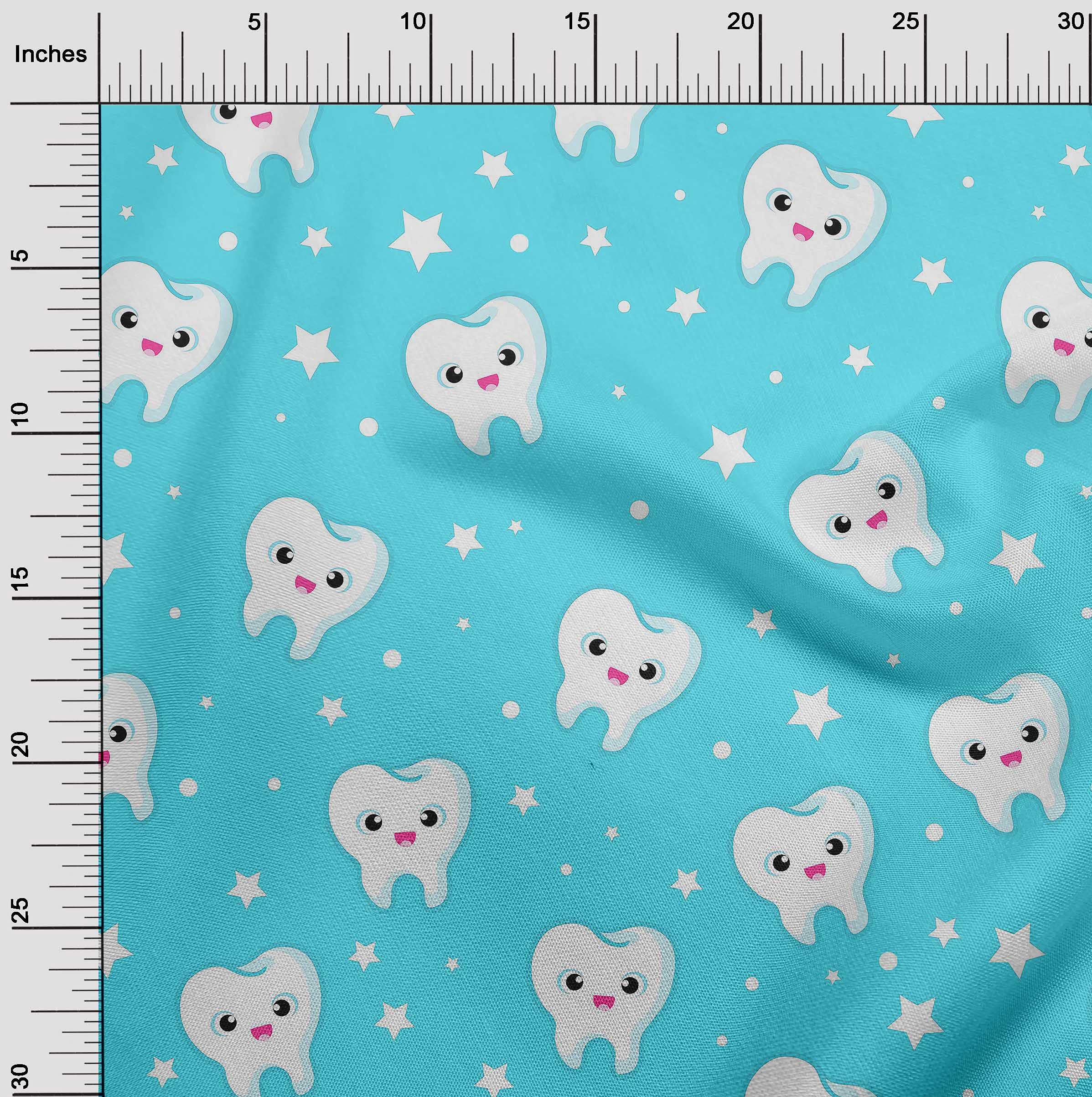 oneOone Georgette Viscose Aqua Blue Printed Fabric - 42 Inch Wide by The Yard for Sewing, Crafting & DIY Projects | Perfect for Dresses, Scarves & Home Decor