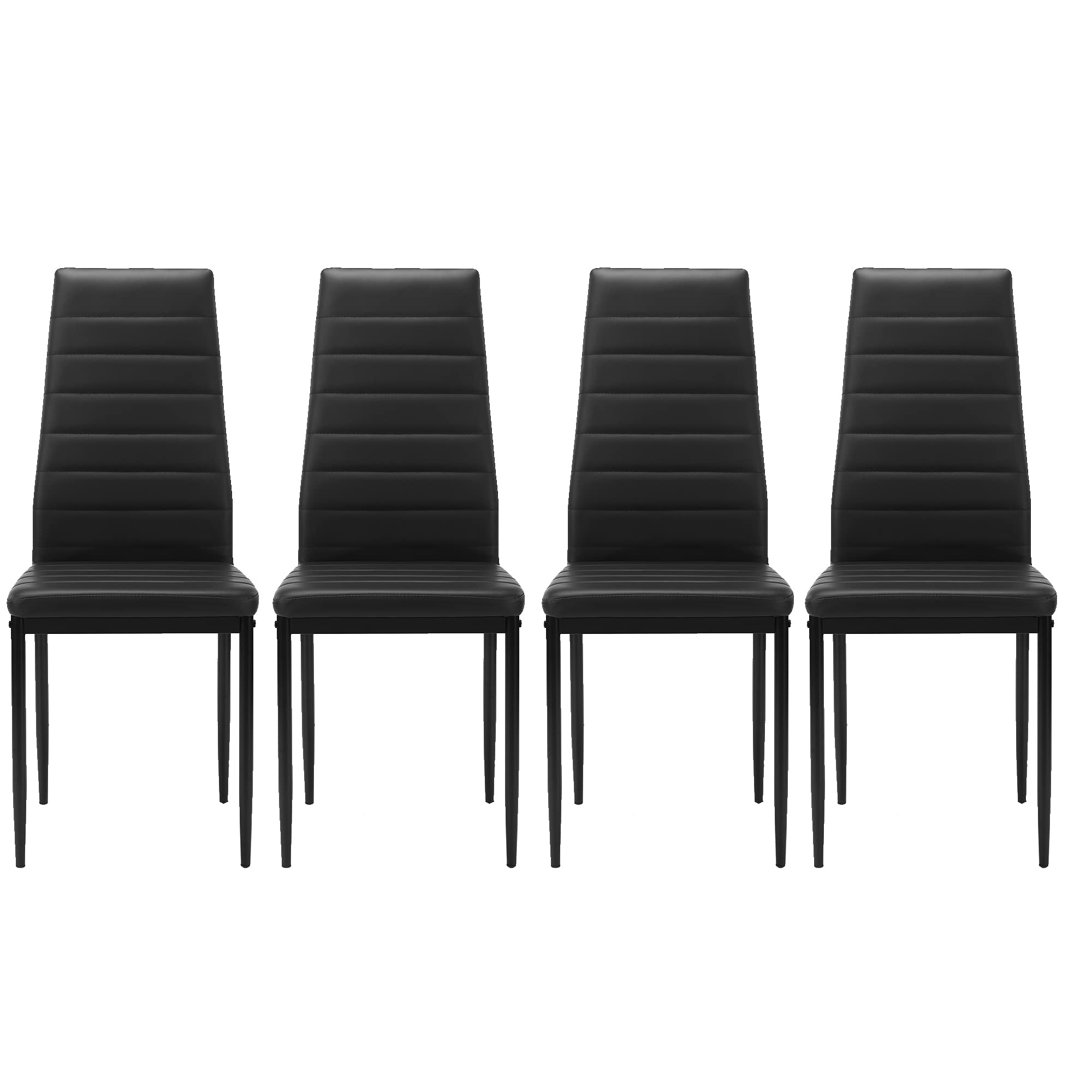 PU Leather Dining Chairs Set of 4 - Modern Black Iron Leg Dining Room Chairs with High-Density Sponge Cushion | Contemporary Comfort for Kitchen, Restaurant & Home Decor
