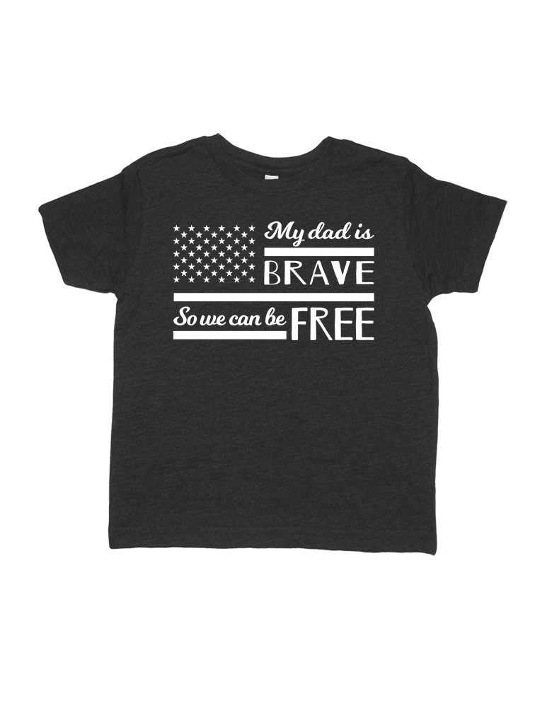 Military Dad American Flag USA T-Shirt for Boys - Patriotic Kids Clothing in Heather Black | Perfect for 4th of July, Veterans Day, School Events & Family Celebrations | Great for Parades, Holidays & Everyday Wear