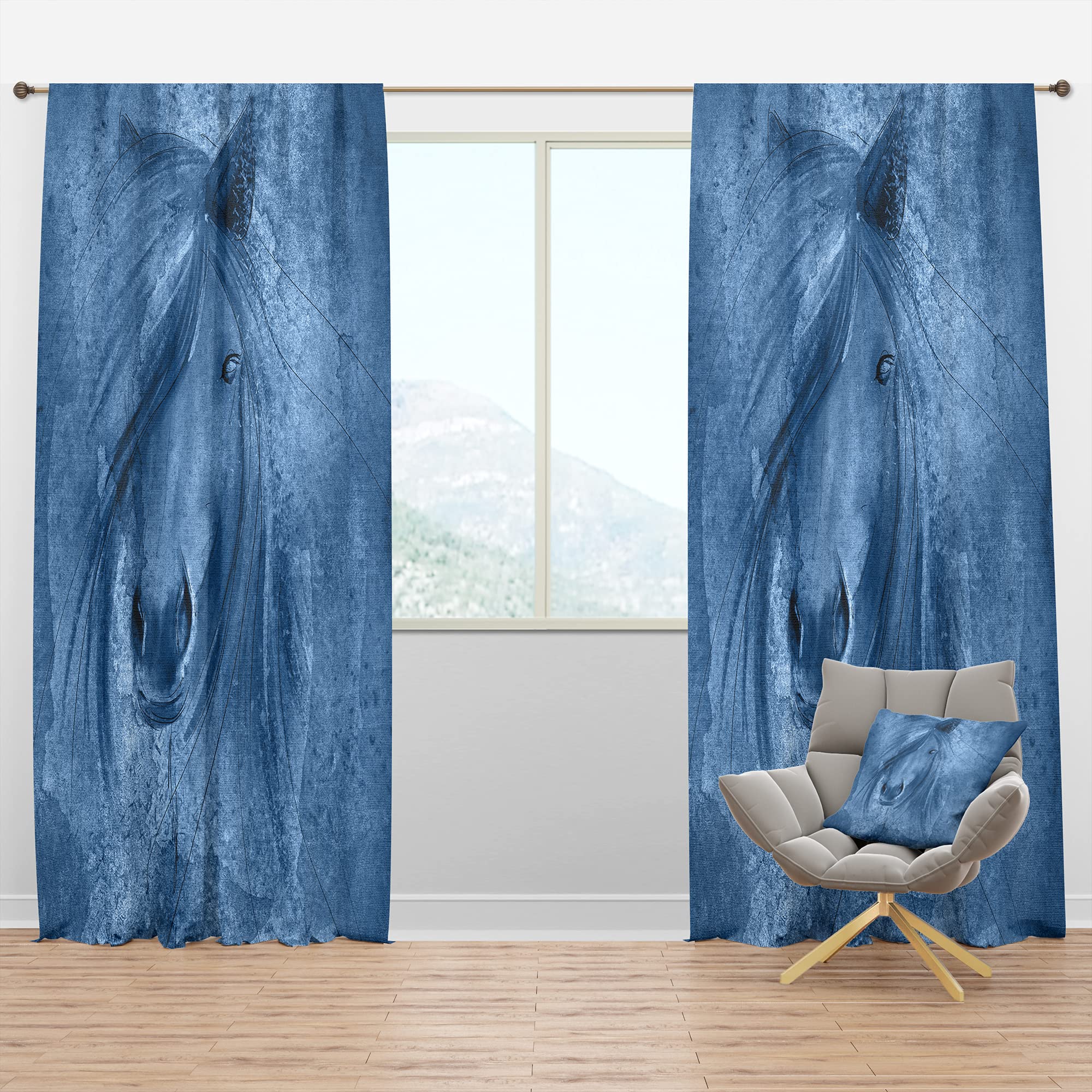 Farmhouse Horse X Blackout Curtains - Thermal Insulated Single Panel (52x95 inches) for Bedroom & Living Room - Noise Reducing & Energy Saving Window Drapes - Perfect for Home Decor, Nursery, and Office Use
