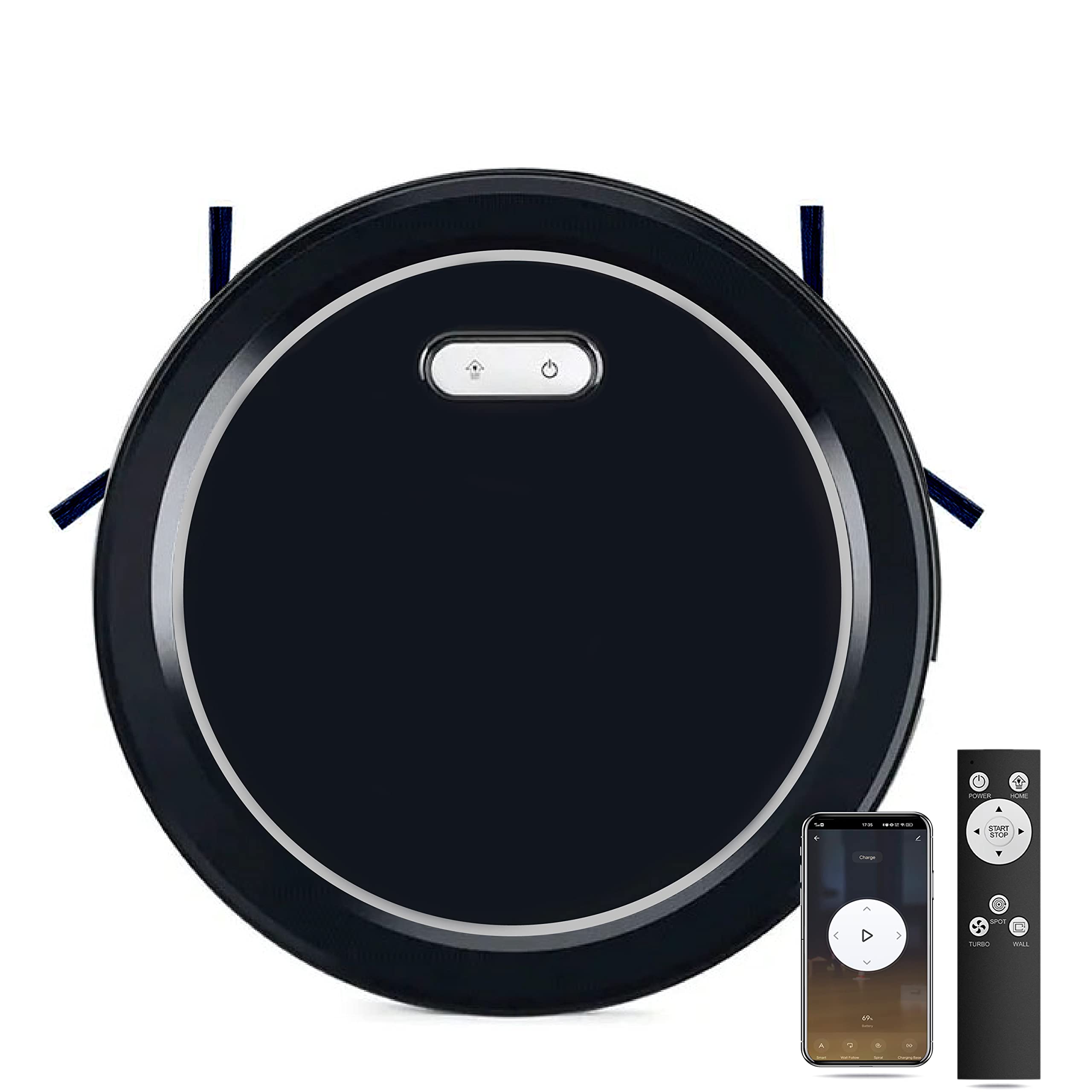Smart Robot Vacuum Cleaner 2000Pa Strong Suction - Ultra Quiet, Slim Design, Self-Charging, 120min Runtime - APP & Remote Control for Pet Hair, Hard Floors & Low Carpets - Perfect for Home Cleaning, Office Use & Pet Owners