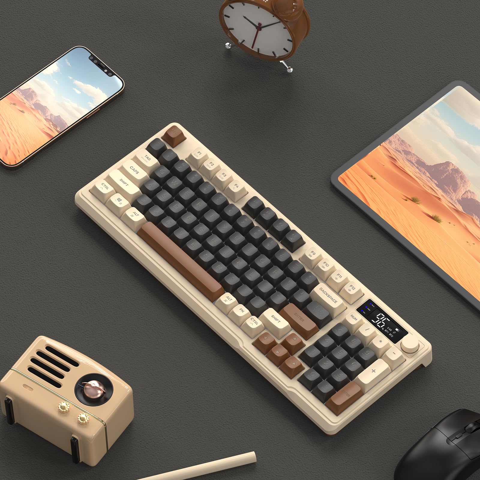 Freewolf M96 Wireless Gaming Keyboard - Bluetooth/2.4G, RGB Backlit, PBT Keycaps for Win/Mac - Perfect for Gaming & Office Work