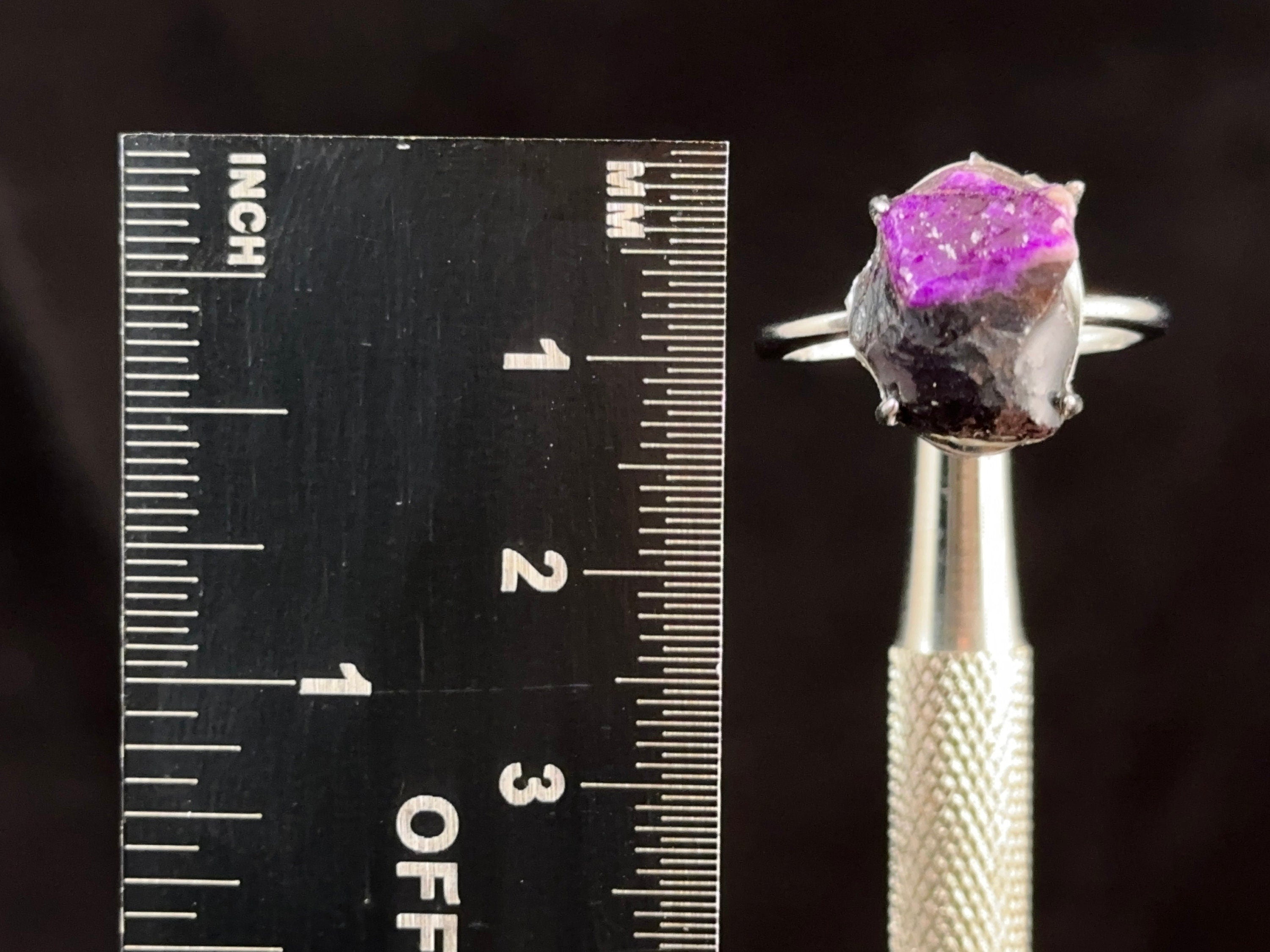 Raw AA SUGILITE Crystal Adjustable Ring - Sterling Silver Boho Jewelry for Women | Cocktail Party, Wedding, Everyday Wear