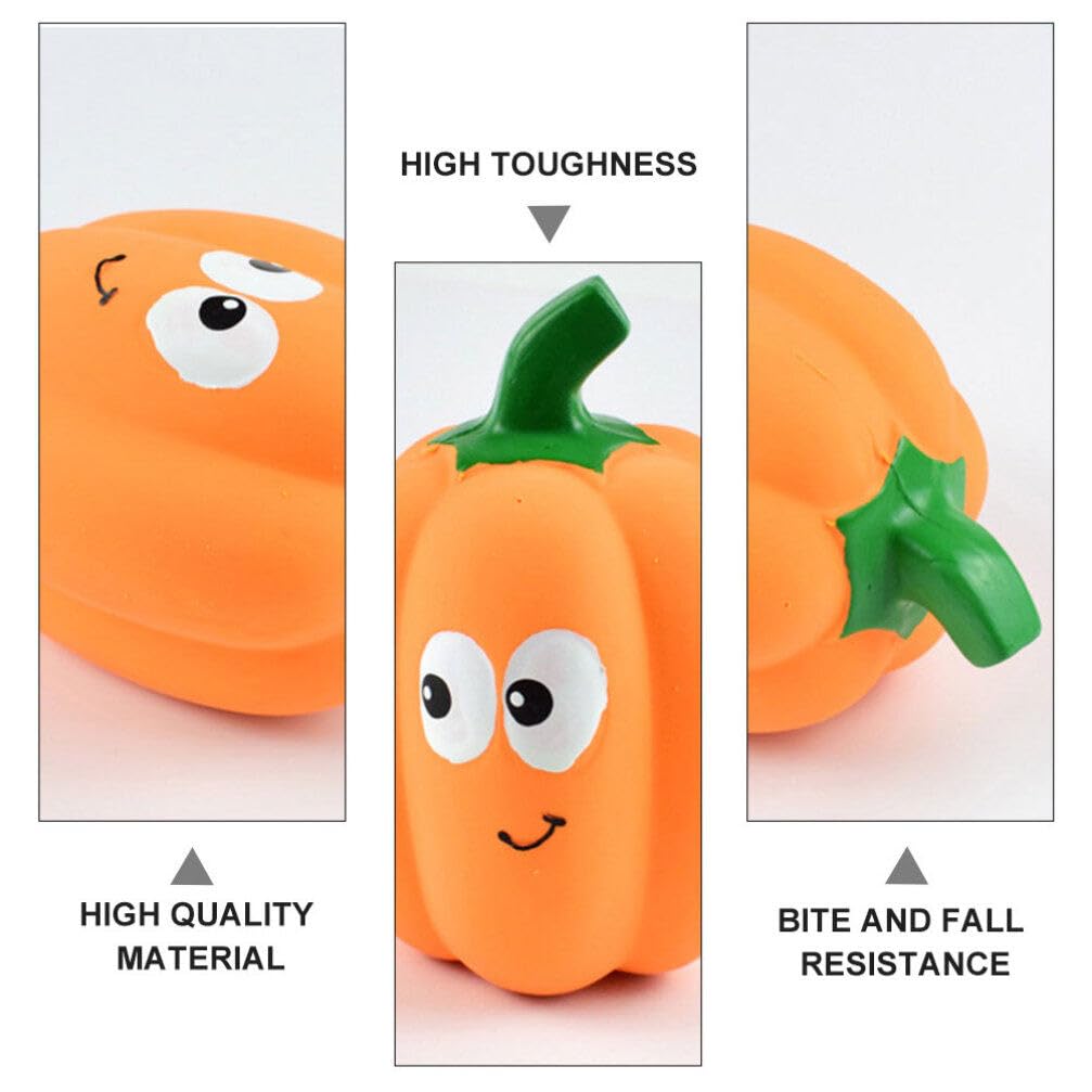 STOBOK 2-Pack Halloween Dog Squeaky Toys - Pumpkin-Shaped Latex Chew Toys for Puppies & Adult Dogs - Interactive Play, Teeth Cleaning & Brain Stimulation - Perfect for Playtime, Training & Halloween Costume Accessories
