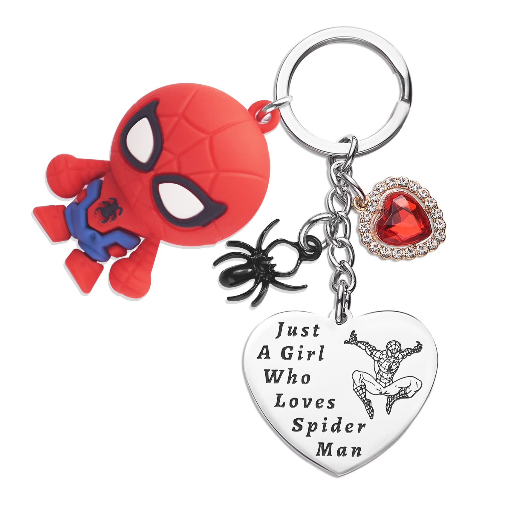 Spiderman Keychain - Superhero Gifts for Teen Girls, Women, Daughter Birthday Present | Cute Spider Keychain for Backpacks, Purses & Car Keys | Marvel Fan Gift Idea