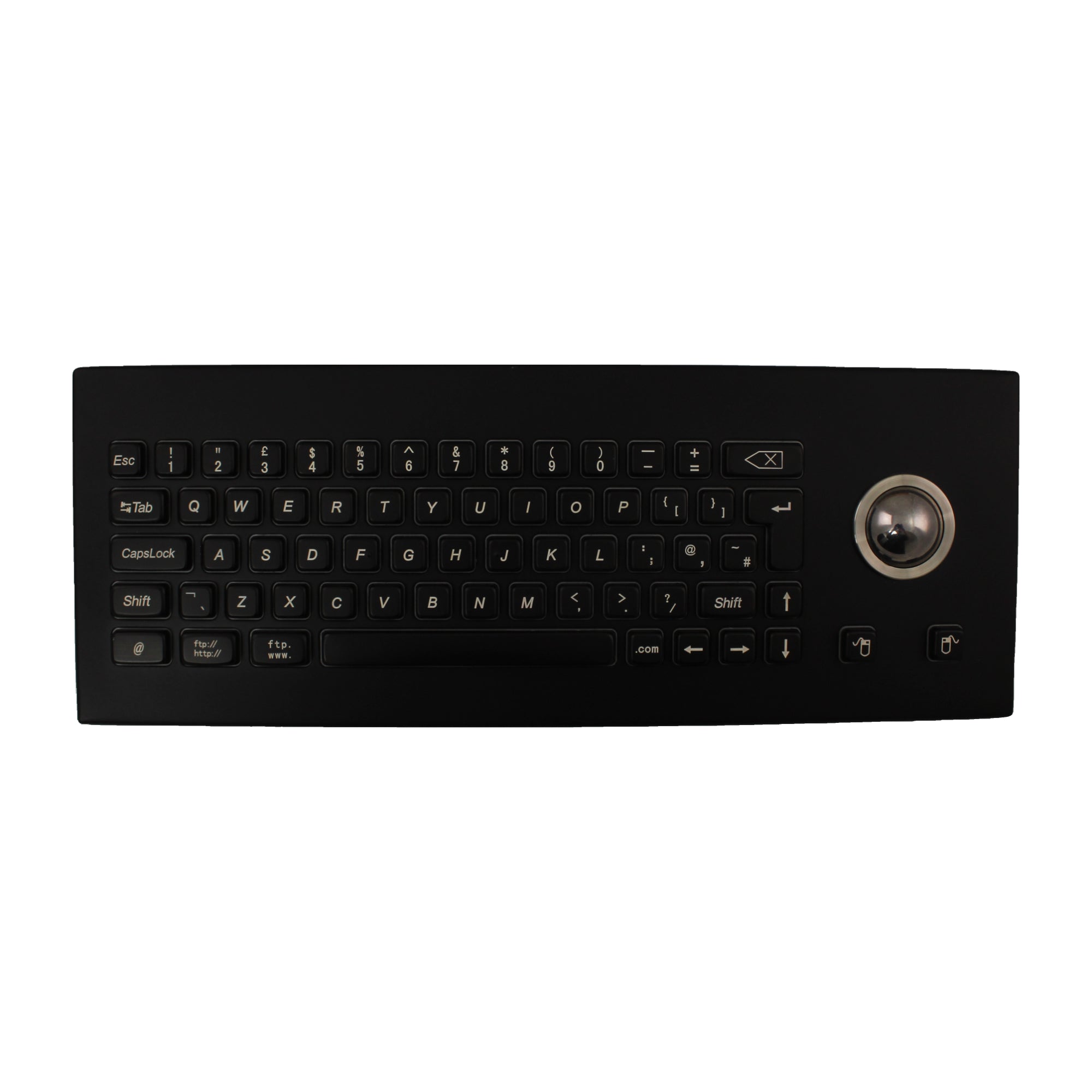 KBS PC H Desk BL Stainless Steel Keyboard with Integrated Trackball - Ergonomic Wired USB Keyboard for Office & Gaming - Perfect for Programmers, Data Entry & CAD Workstations