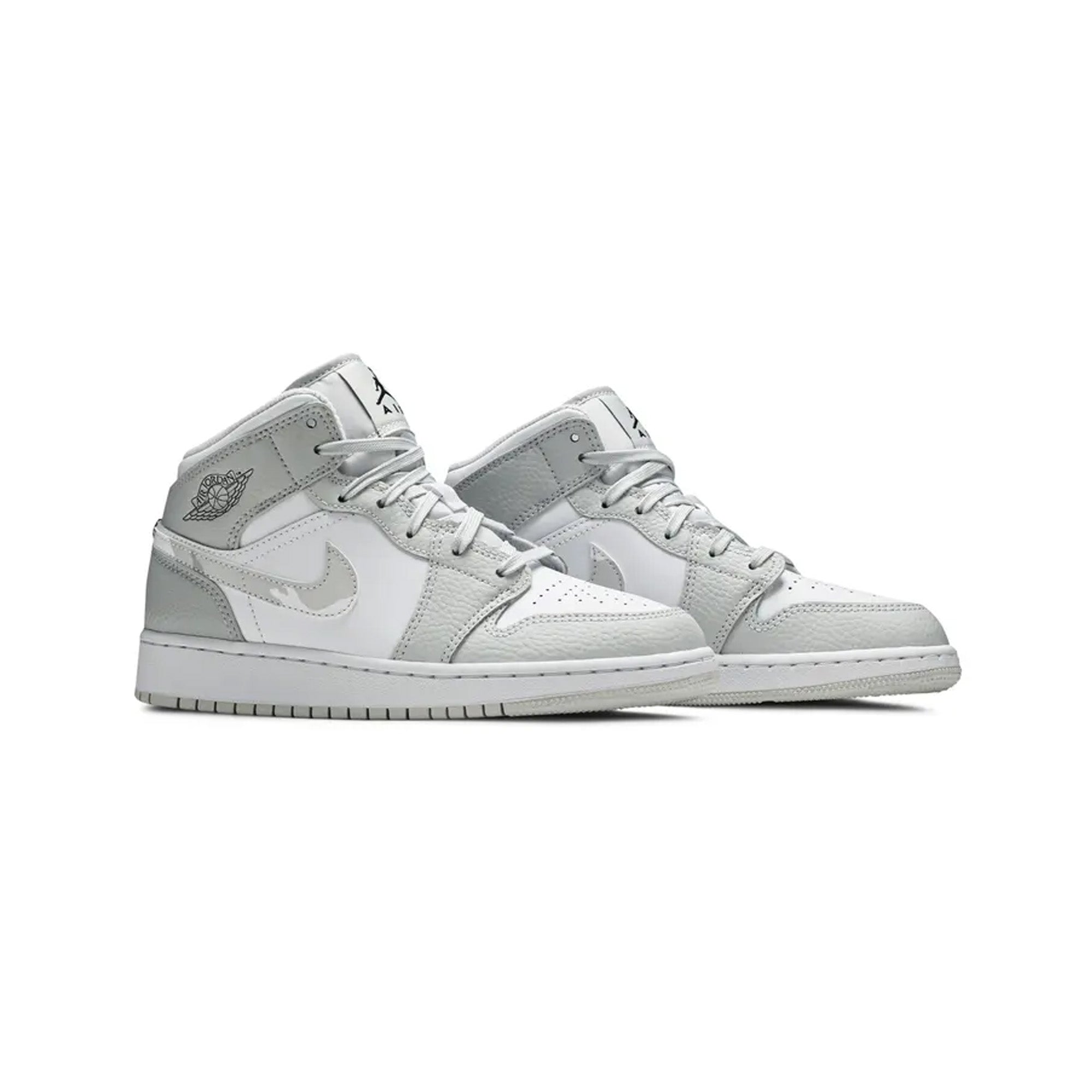 Air Jordan 1 Mid 'White Camo' GS Sneakers - Boys & Girls Basketball Shoes for Casual Wear & Street Style