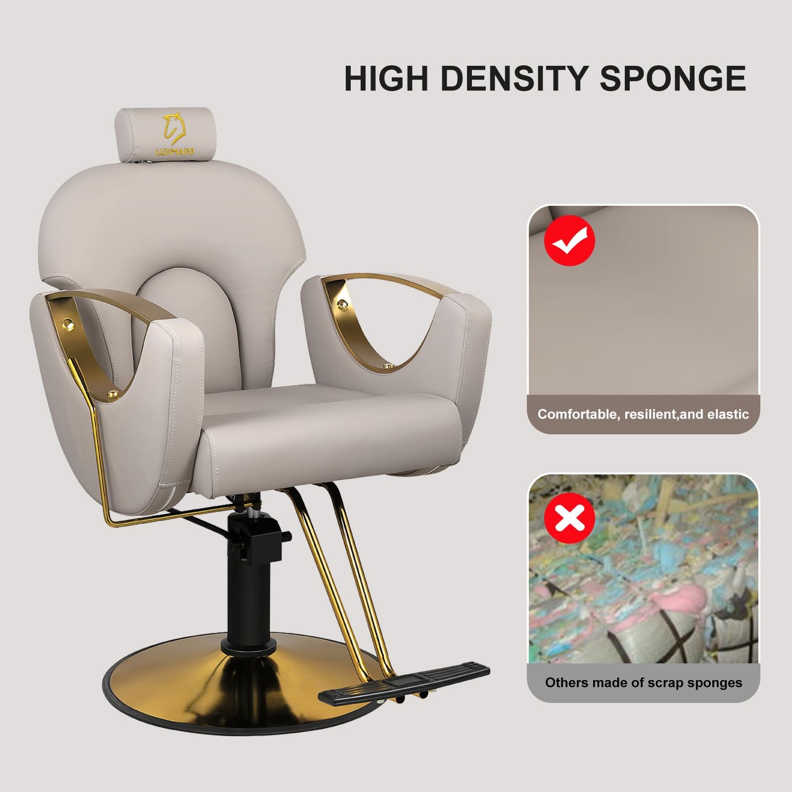 Professional Hydraulic Barber Chair - Adjustable Height Salon Recliner with Hydraulic Pump, Grey Shampoo Chair for Hairdressing & Beauty Salon Use