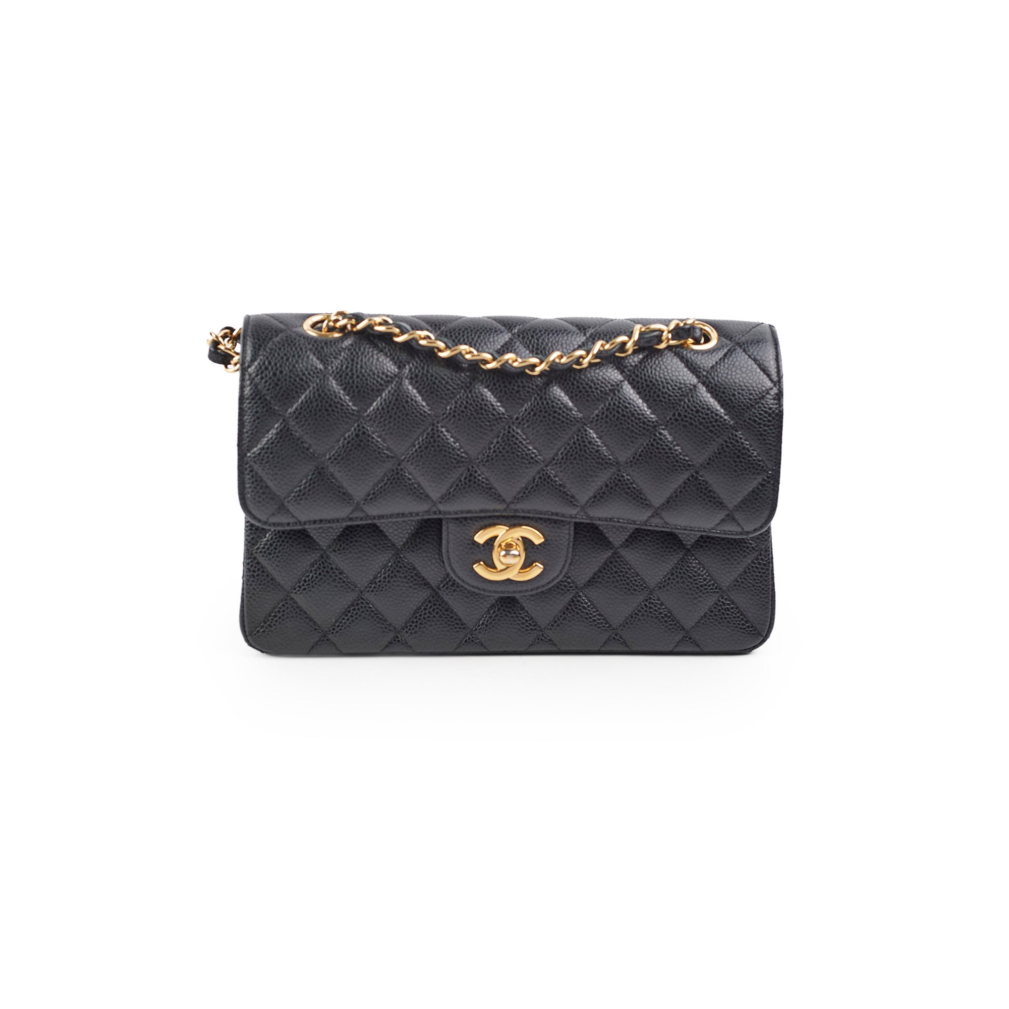 Chanel Small Caviar Leather Double Classic Flap Bag Black 12 Series - Luxury Crossbody Purse for Women, Perfect for Date Night & Special Occasions
