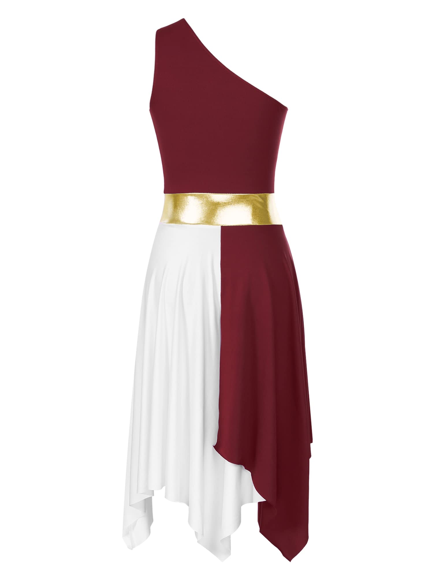Women's Color Block Liturgical Praise Dance Dress - Sleeveless Asymmetrical Church Worship Dance Dress for Performances & Ceremonies