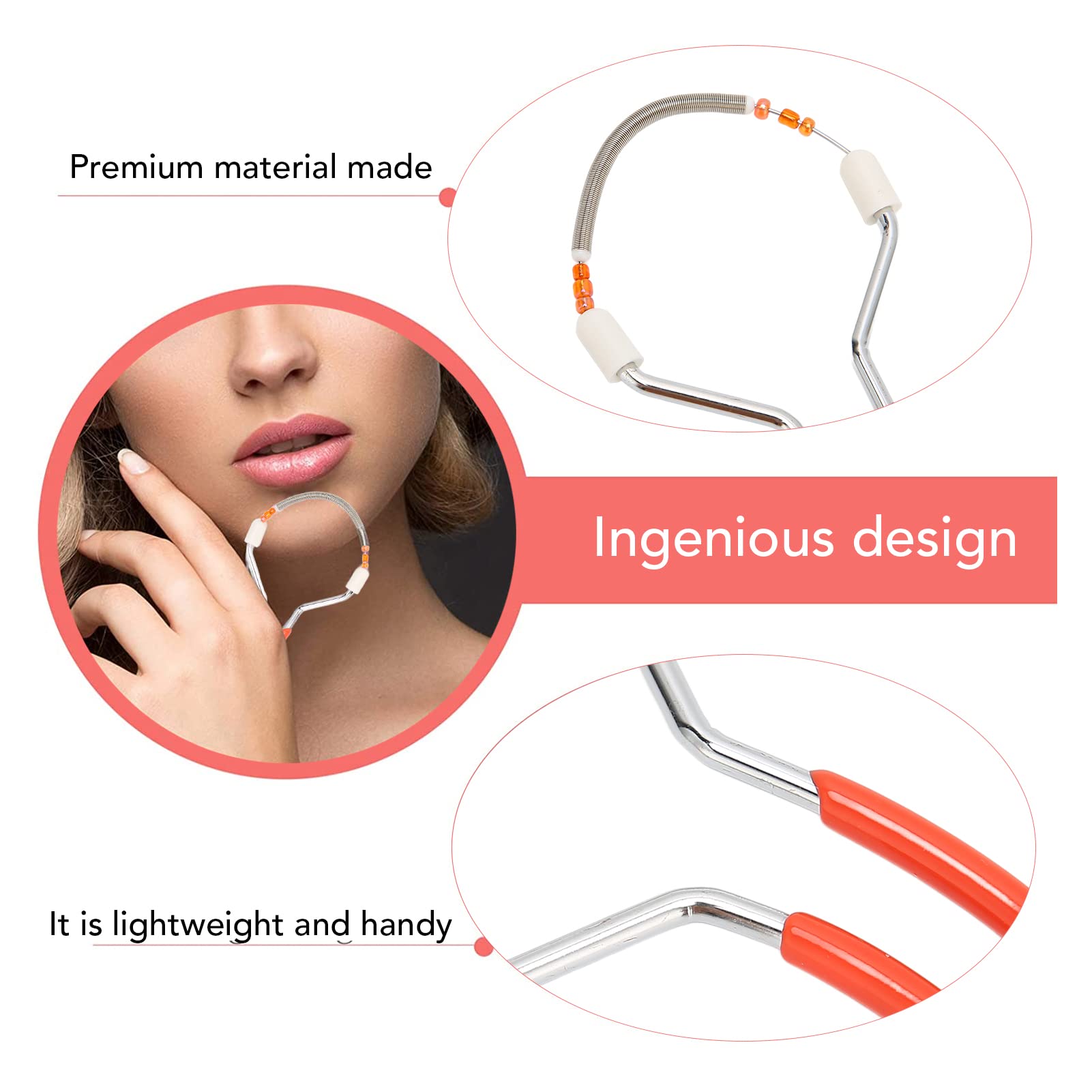 3-Pack Spring Facial Hair Remover for Women - Painless Upper Lip & Face Hair Removal Tool | At-Home Threading Epilator for Smooth Skin - Perfect for Eyebrow Shaping & Facial Hair Maintenance