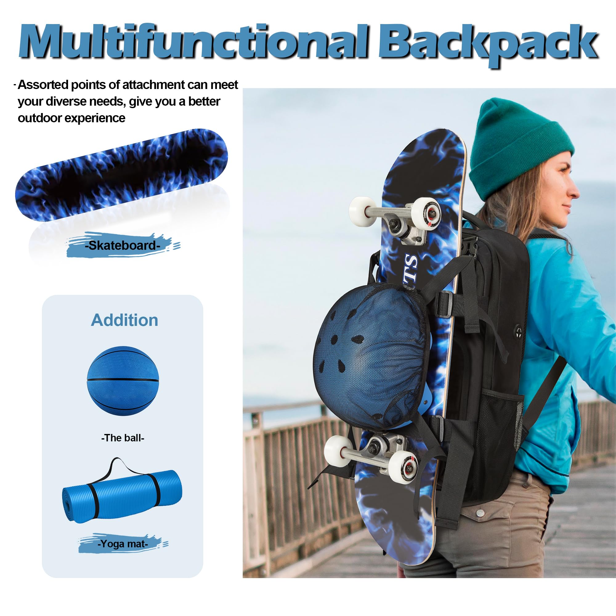 Skateboard Backpack for Laptop & Sports - Men & Women