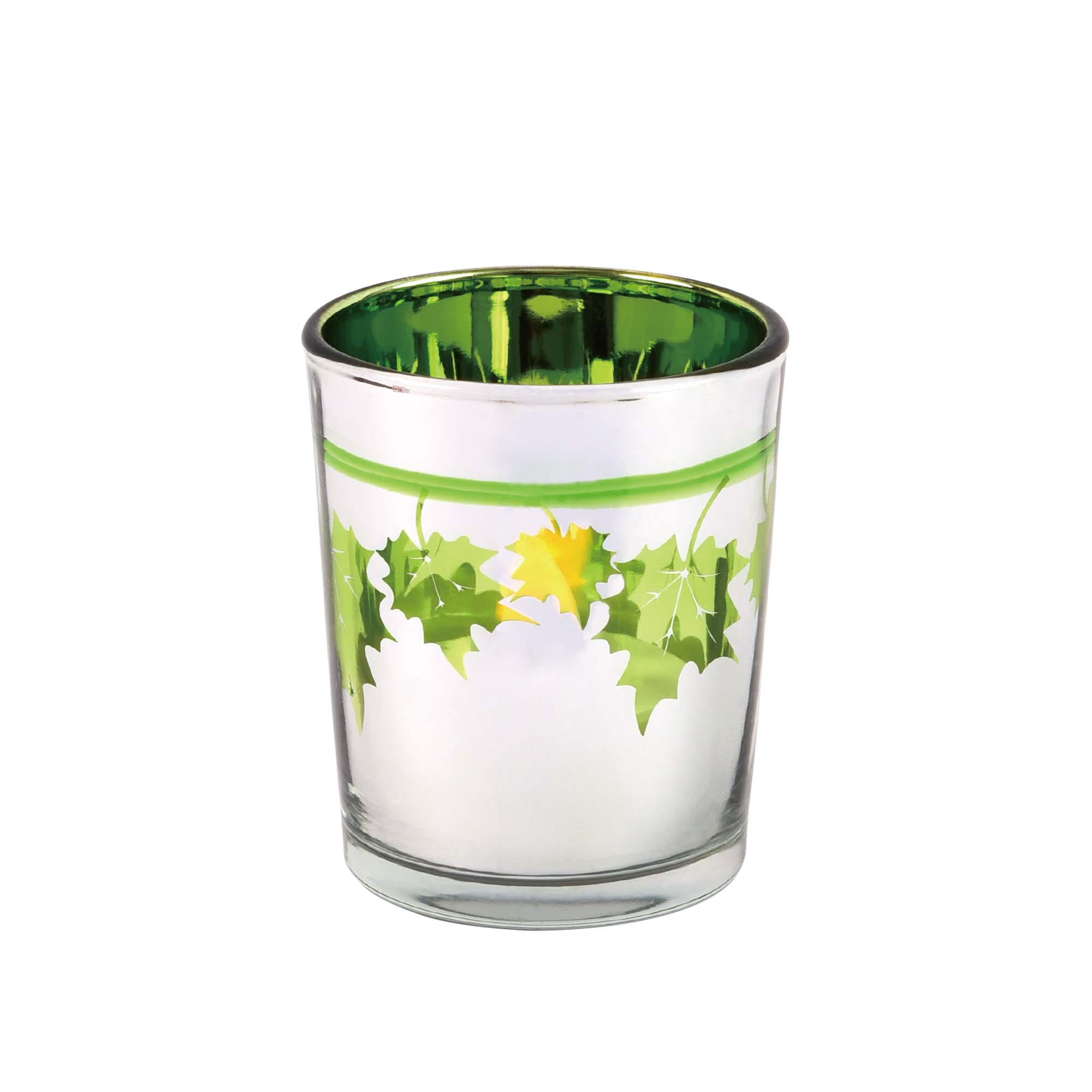 Thanksgiving Harvest Glass Votive Candle Holder with Maple Leaf Cutout - 2.5 x 2 Inches - Set of 3 Assorted Styles - Perfect for Fall Decor, Table Centerpieces & Holiday Home Decor