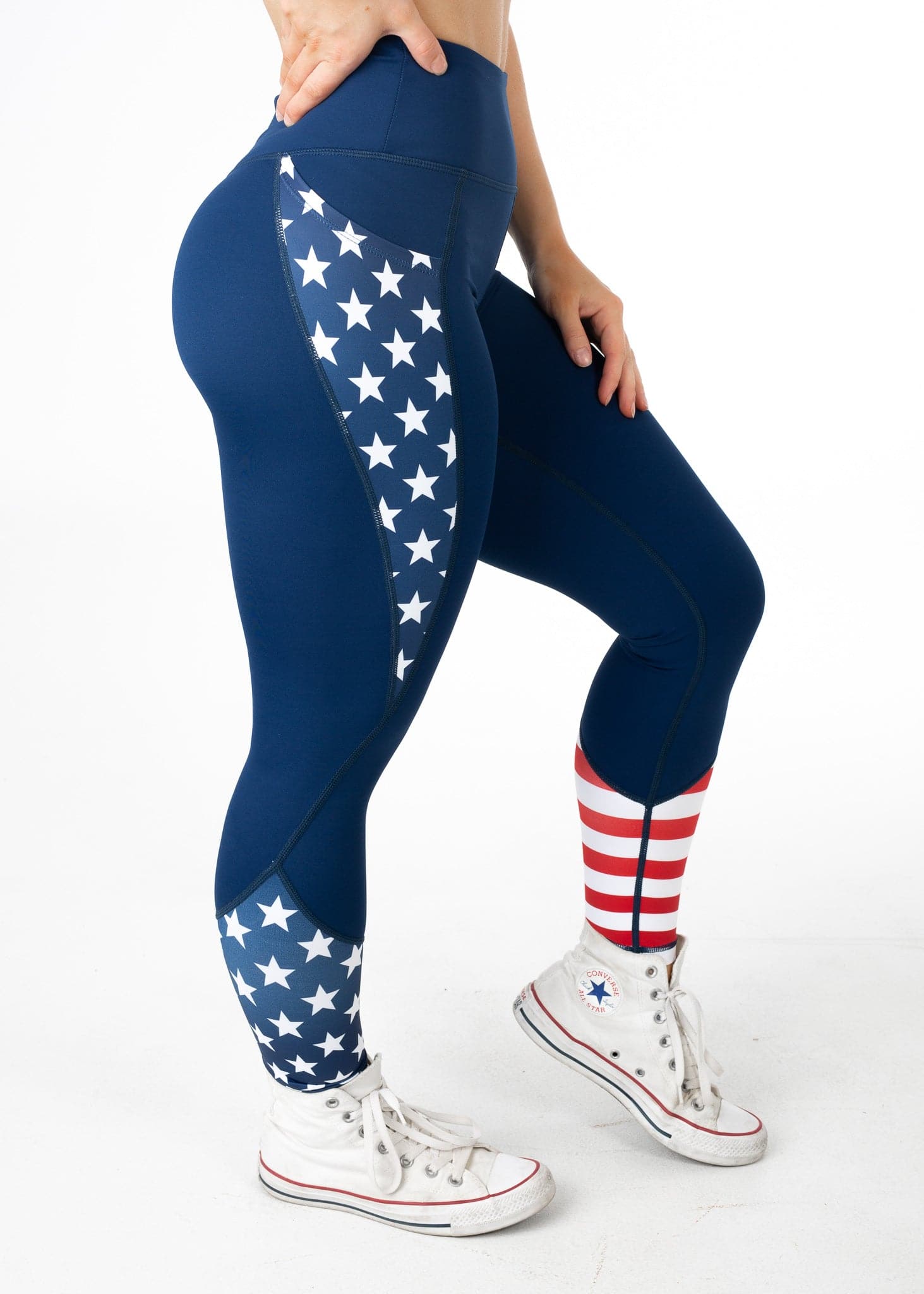 Empowered Leggings | Stars & Stripes High-Waisted Yoga Pants for Women - Patriotic Workout & Lounge Wear for Gym, Running, and Casual Outfits