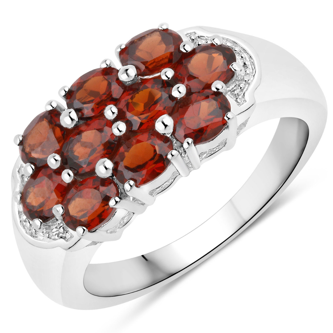Natural Garnet Cluster Sterling Silver Ring for Women - Elegant Jewelry Gift for Birthday, Anniversary & Special Occasions