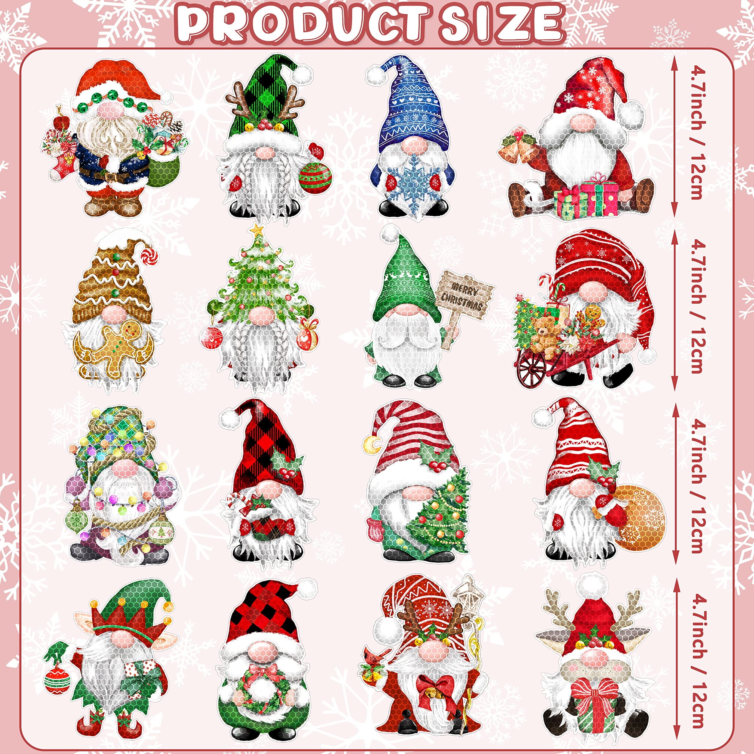 WHYMEO 16Pcs Christmas Reflective Car Magnets - Festive Gnome Magnetic Decor for Vehicles, Fridges & Garages | Holiday Car Accessories & Christmas Decoration for Home, Office & Gifts