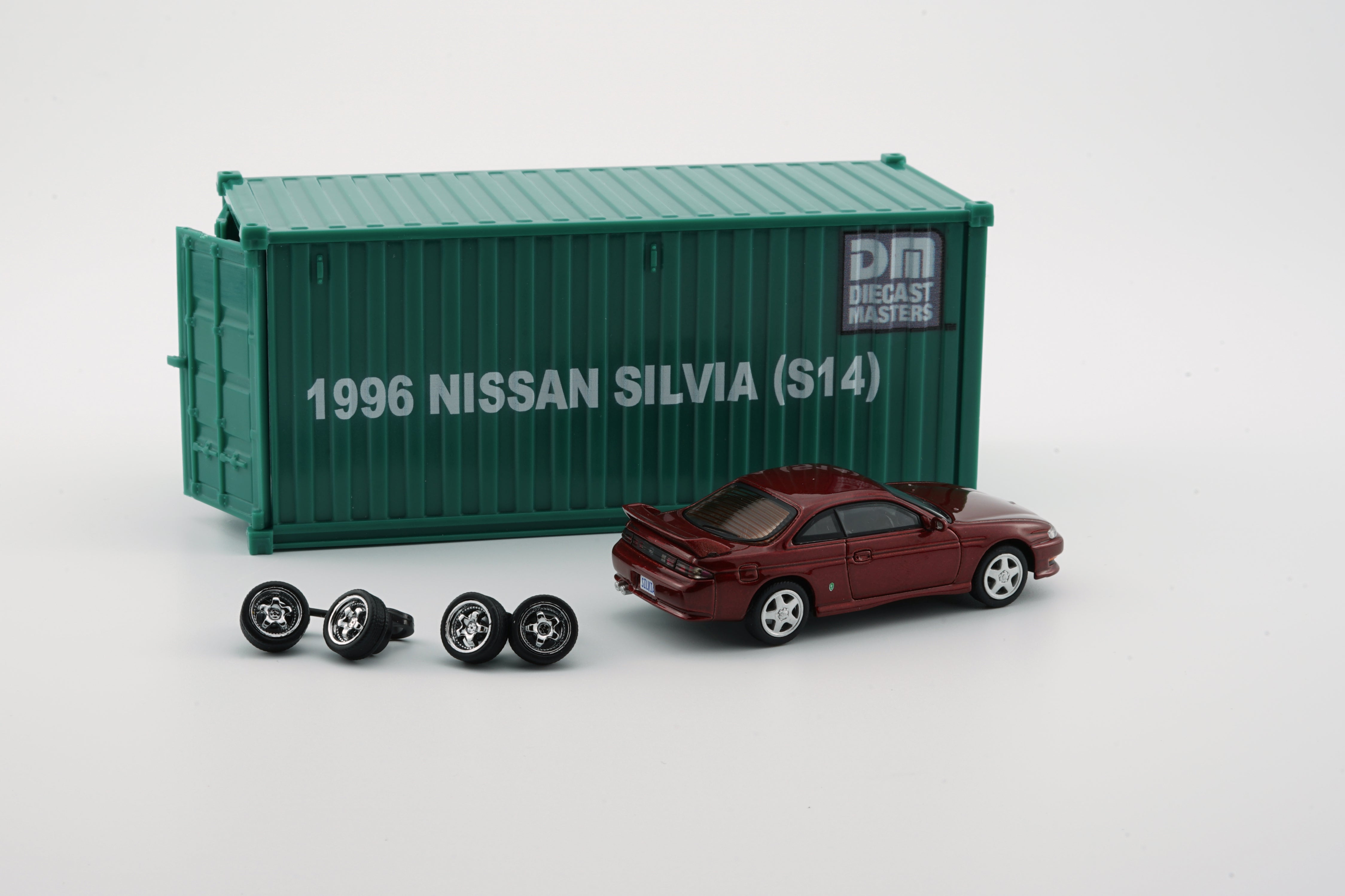 BM Creations 1:64 Scale Diecast Model - Red Nissan Silvia S14 (Left Hand Drive) with Display Case - Collectible Car for Display, Gift, or Racing Enthusiasts