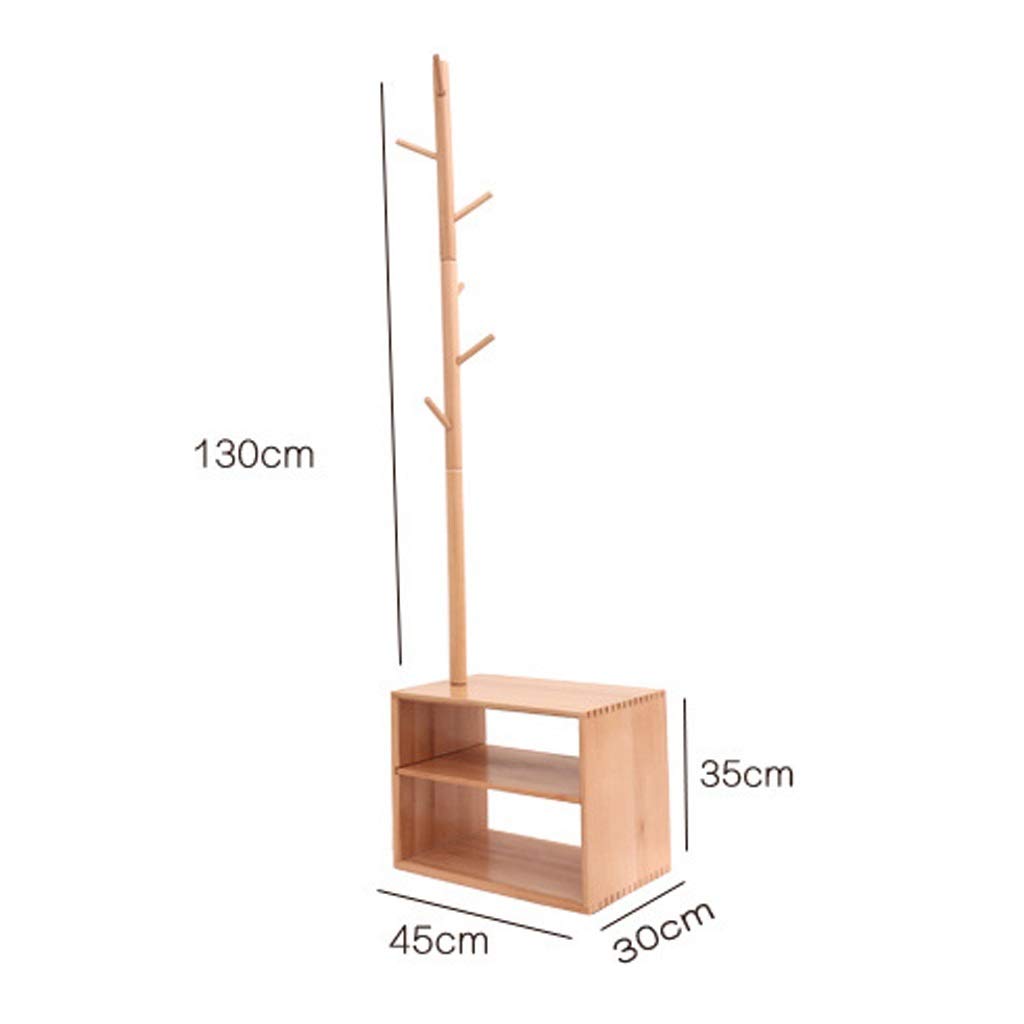 Modern Wooden Freestanding Coat Rack Shoe Bench with 6 Hooks - Multifunctional Entryway Storage Cabinet for Hallway, Bedroom & Office - Industrial Style Shoe Rack Organizer (Brown) - Perfect for Small Spaces & Home Organization