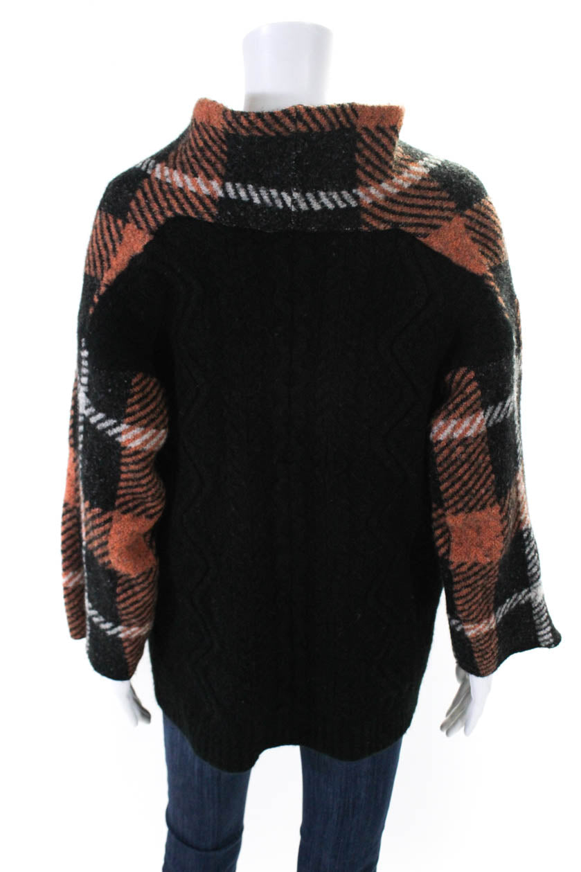 Women's Orange Plaid Jacket - Stylish Fall Outerwear for Casual Wear & Outdoor Activities