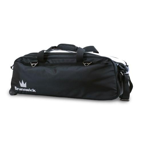 Brunswick Combat Black Triple Tote Roller Bowling Bag - Durable 3-Ball Bowling Bag with Wheels for Easy Transport - Perfect for League Play, Tournaments & Practice Sessions