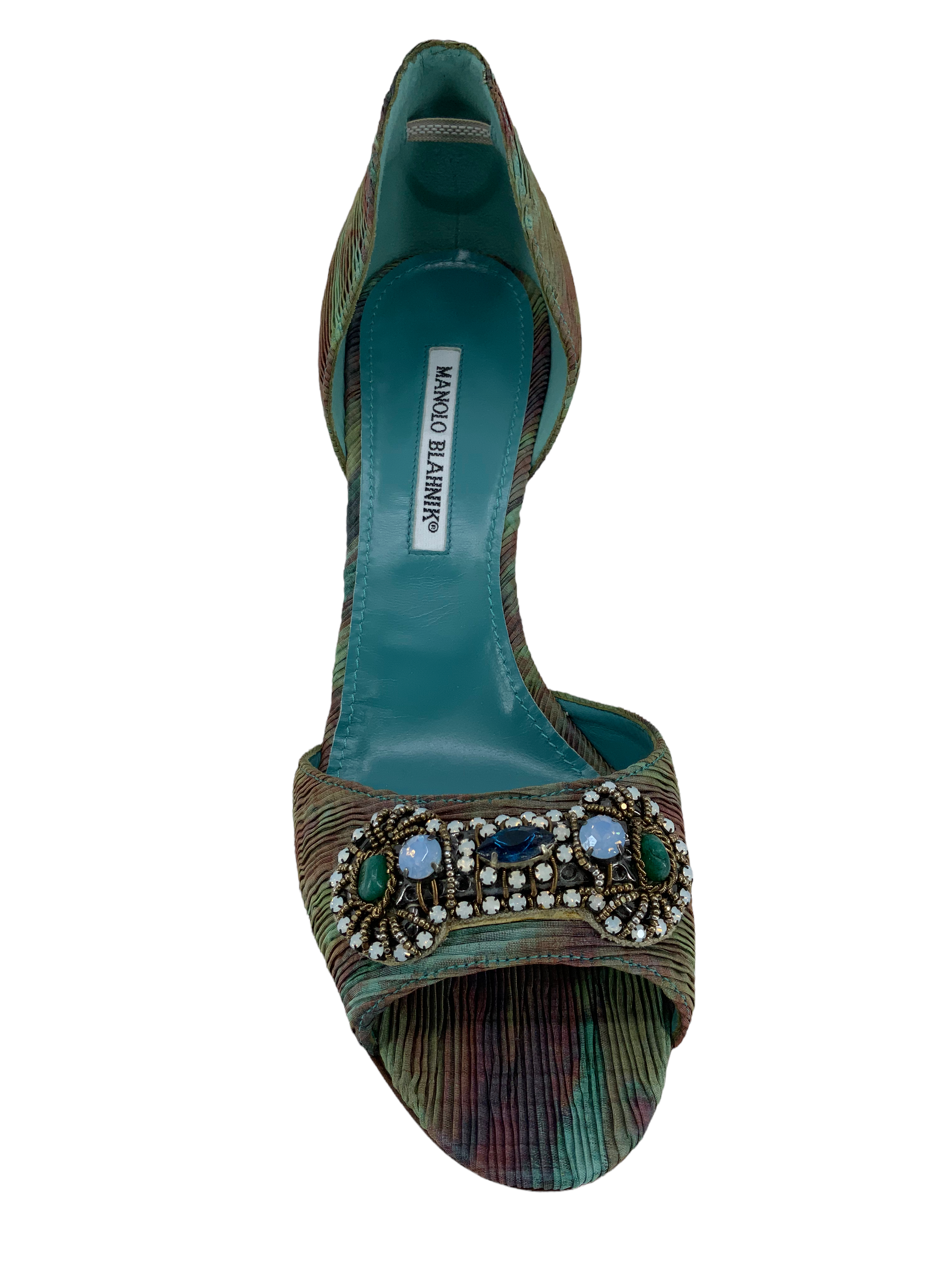 Manolo Blahnik Embellished Pleated Satin d'Orsay Pumps - Women's Size 10.5 (US) | Luxury Designer Heels for Weddings, Parties & Special Occasions