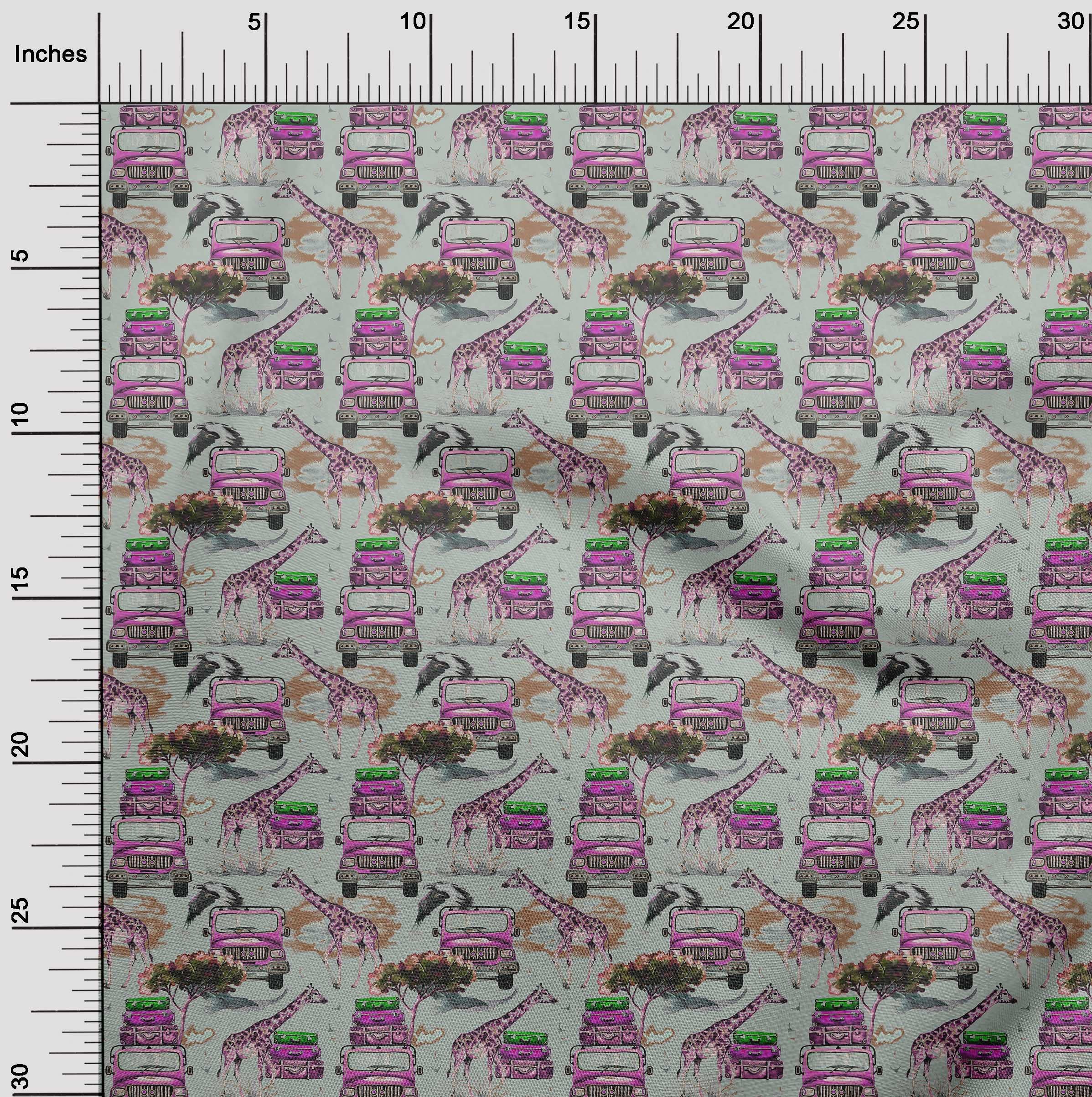 oneOone Viscose Chiffon Fabric - Dusty Gray Kids Safari Print - 42 Inch Wide Quilting & Sewing Material by The Yard - Perfect for DIY Dresses, Curtains, and Home Decor Projects