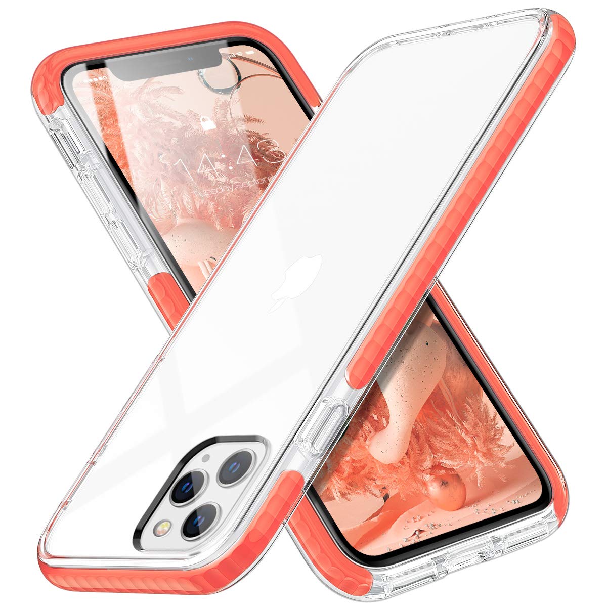 MATEPROX iPhone 11 Pro Max Case 6.5 inch - Slim Clear Crystal Transparent Cover with Shockproof Bumper | Coral Color | Perfect for Everyday Protection & Showcasing Your iPhone's Design