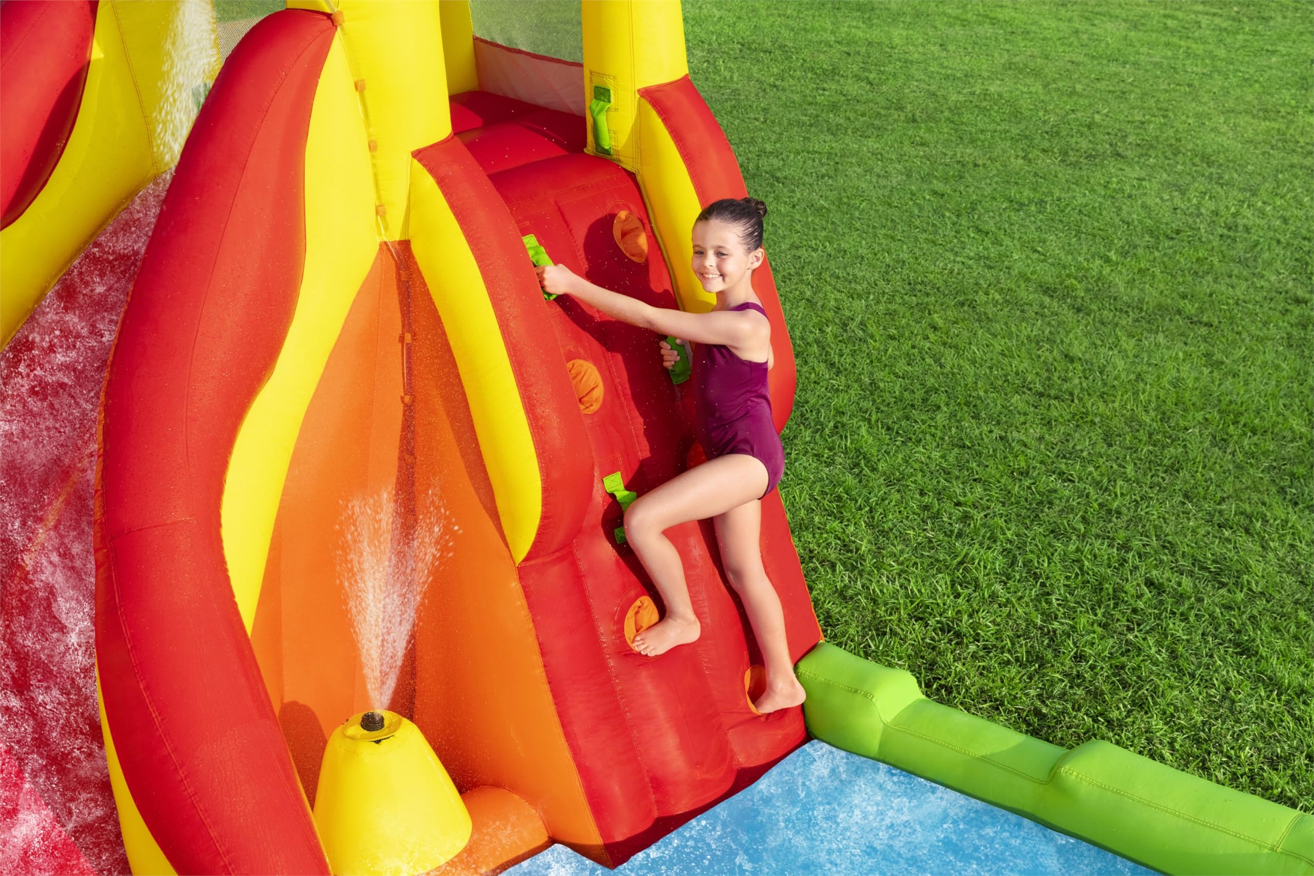 Bestway H2OGO! Lava Splash Inflatable Water Park for Kids Ages 5+ | Outdoor Water Slide, Climbing Wall, Splash Pool & Sprinkler | Perfect for Backyard Parties, Summer Fun & Outdoor Family Activities
