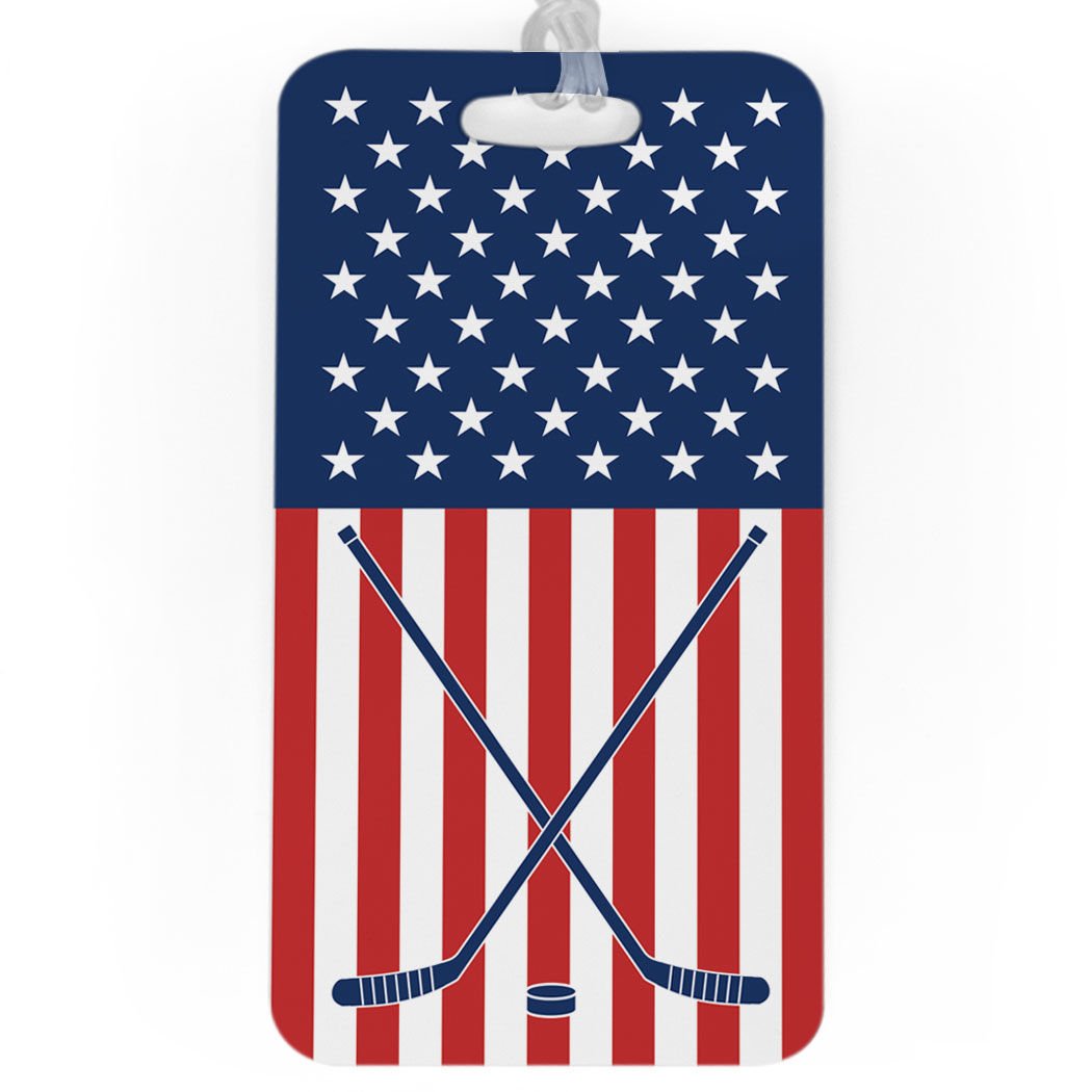 Hockey Luggage Tag & Bag Tag for USA Hockey - Large Size with Standard Lines on Back - Perfect for Travel, Sports Gear & Team Identification