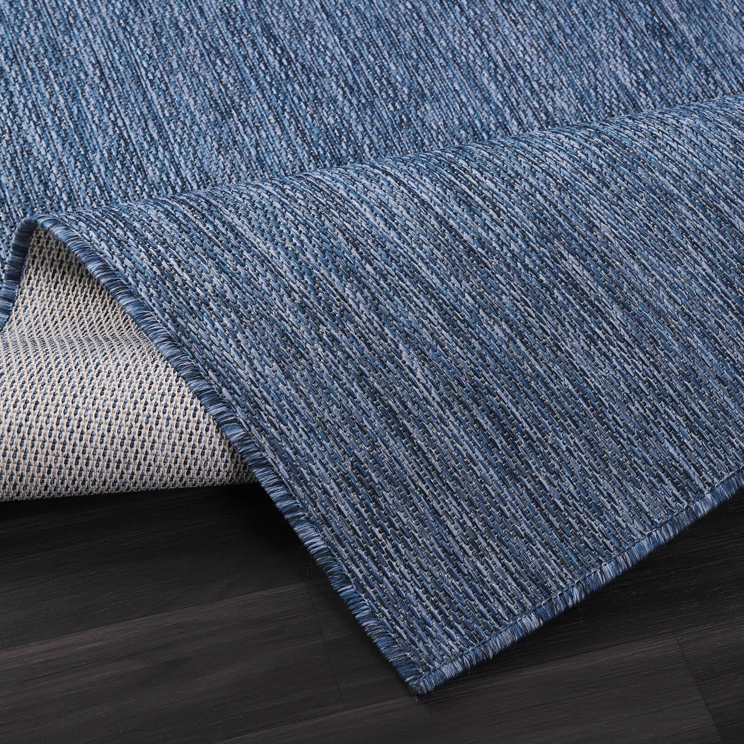Beverly Indoor Outdoor Rug 6x9 - Washable Water Resistant Modern Area Rug for Patio, Deck, Porch - Solid Azure Blue | Perfect for Backyard, Poolside & Sunroom Decor