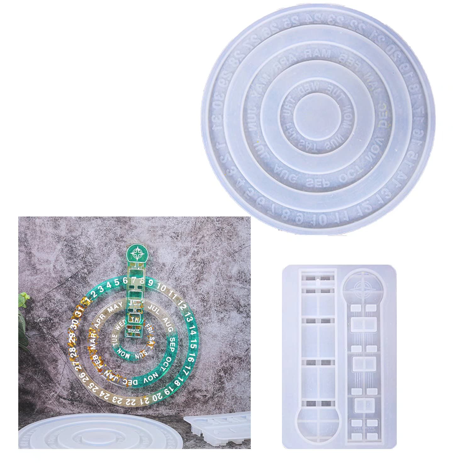 2Pcs Adjustable Perpetual Calendar Silicone Molds for Resin Casting - DIY Epoxy Calendar Crafts for Home, Office & Wall Decor | Perfect for Gift Making, Scrapbooking & Tabletop Displays