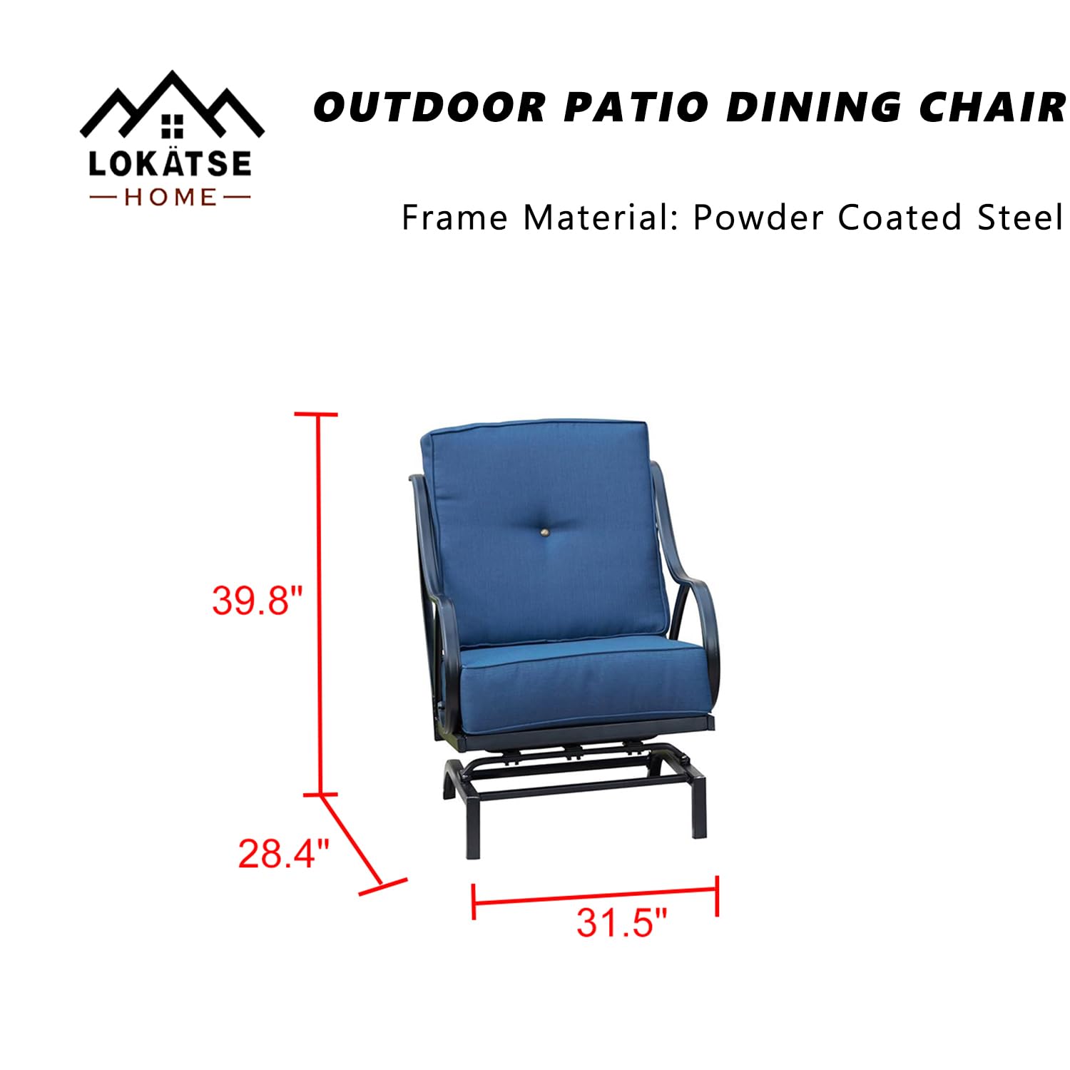 LOKATSE HOME 2-Piece Outdoor Patio Chairs Set - Metal Frame Bistro Dining Conversation Chairs with Cushions - Perfect for Backyard, Garden, Poolside & Balcony Relaxation