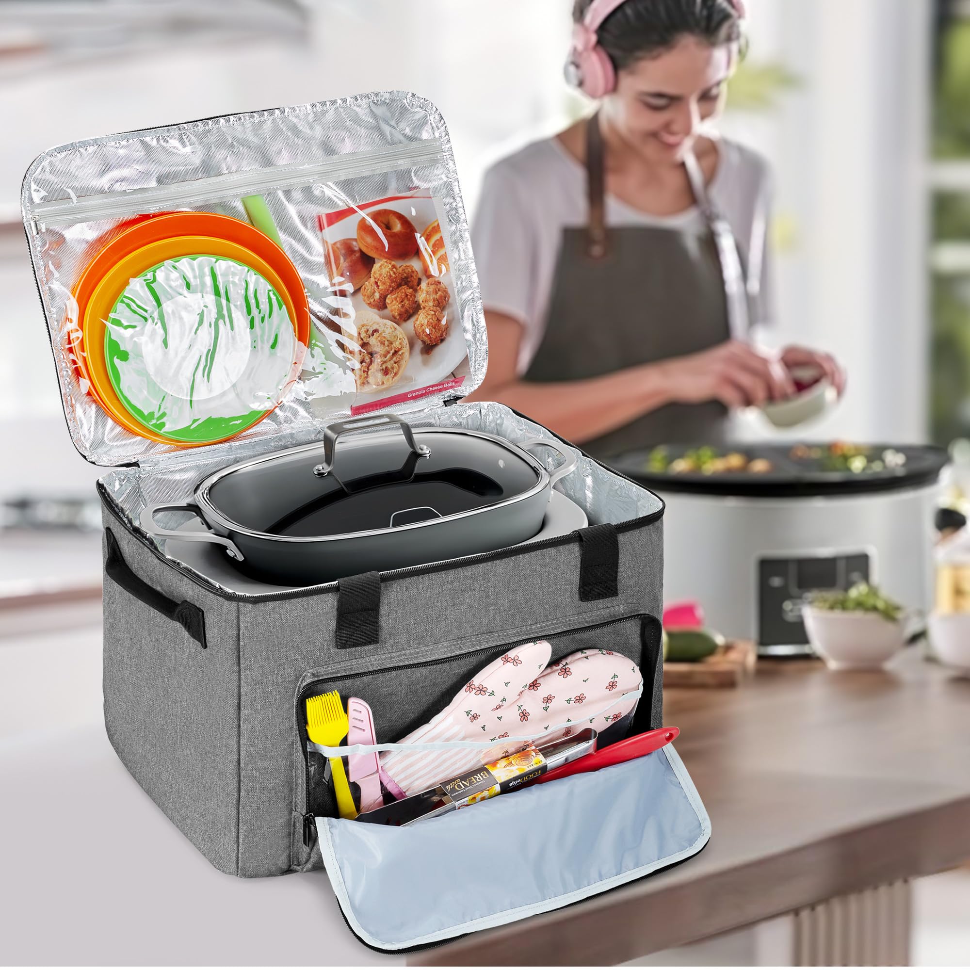 Premium Carrying Bag for Ninja Foodi Possible Cooker Pro & 8.5 Qt Multicooker - Large Capacity, Hard Bottom Pad, Gray - Perfect for Travel, Picnics & Outdoor Cooking