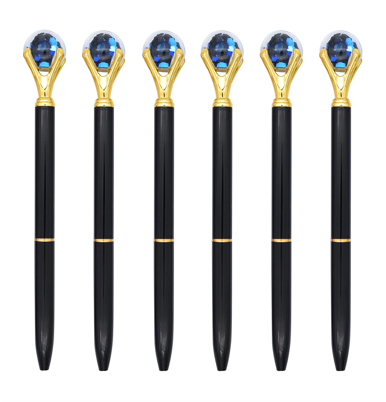 Gullor 6-Pack Black Ink Ballpoint Pens with Diamond Design - Medium Point for Smooth Writing - Perfect for Office, School, Note Taking & Gift Giving