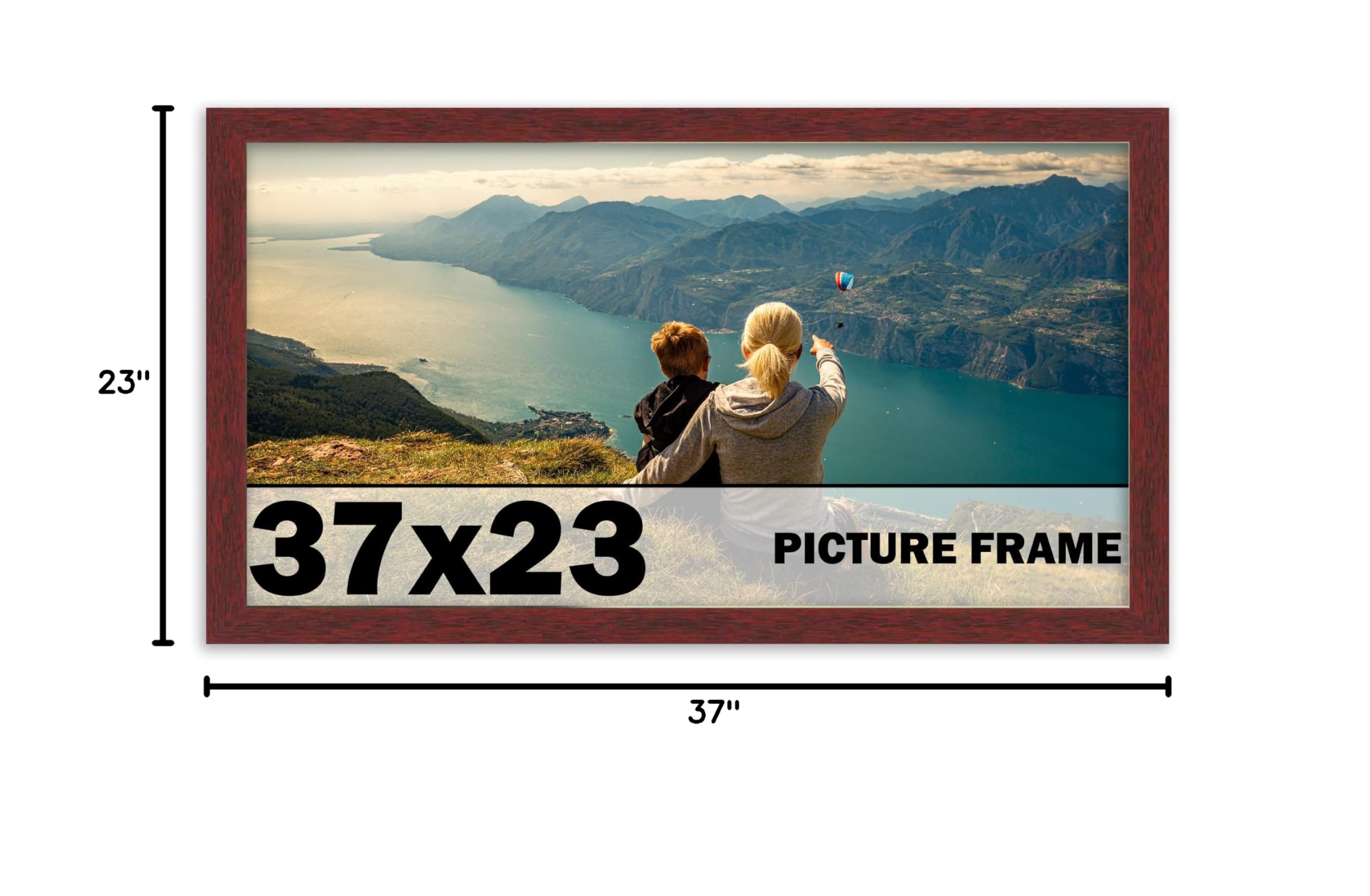 CountryArtHouse 37x23 Inch Solid Mahogany Wood Picture Frame with UV Acrylic Plexiglass - Acid Free Foam Backing & Hanging Hardware Included - Perfect for Wall Art, Family Photos, and Home Decor