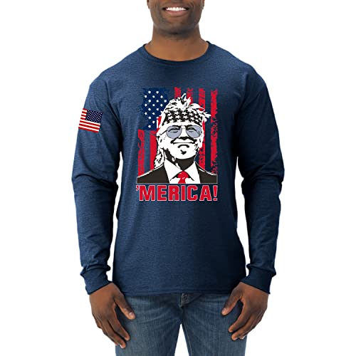 Vintage Heather Navy Sleeve Print Merica