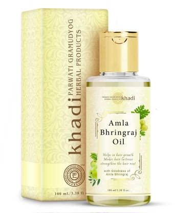 Khadi Amla Bhringraj Hair Oil 100% Pure & Natural - Herbal Treatment for Hair Growth & Shine | Nourishes Hair Roots | Ayurvedic Hair Care for Dry & Damaged Hair | Perfect for Daily Scalp Massage & Hair Conditioning (100ml)