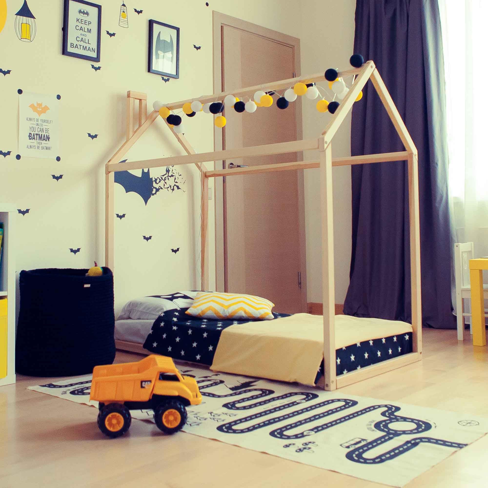 Montessori Toddler House Bed - Kids Floor Bed with Canopy & Teepee Design - Safe & Cozy Sleeping Space for Children - Perfect for Bedrooms, Playrooms & Montessori Learning Environments
