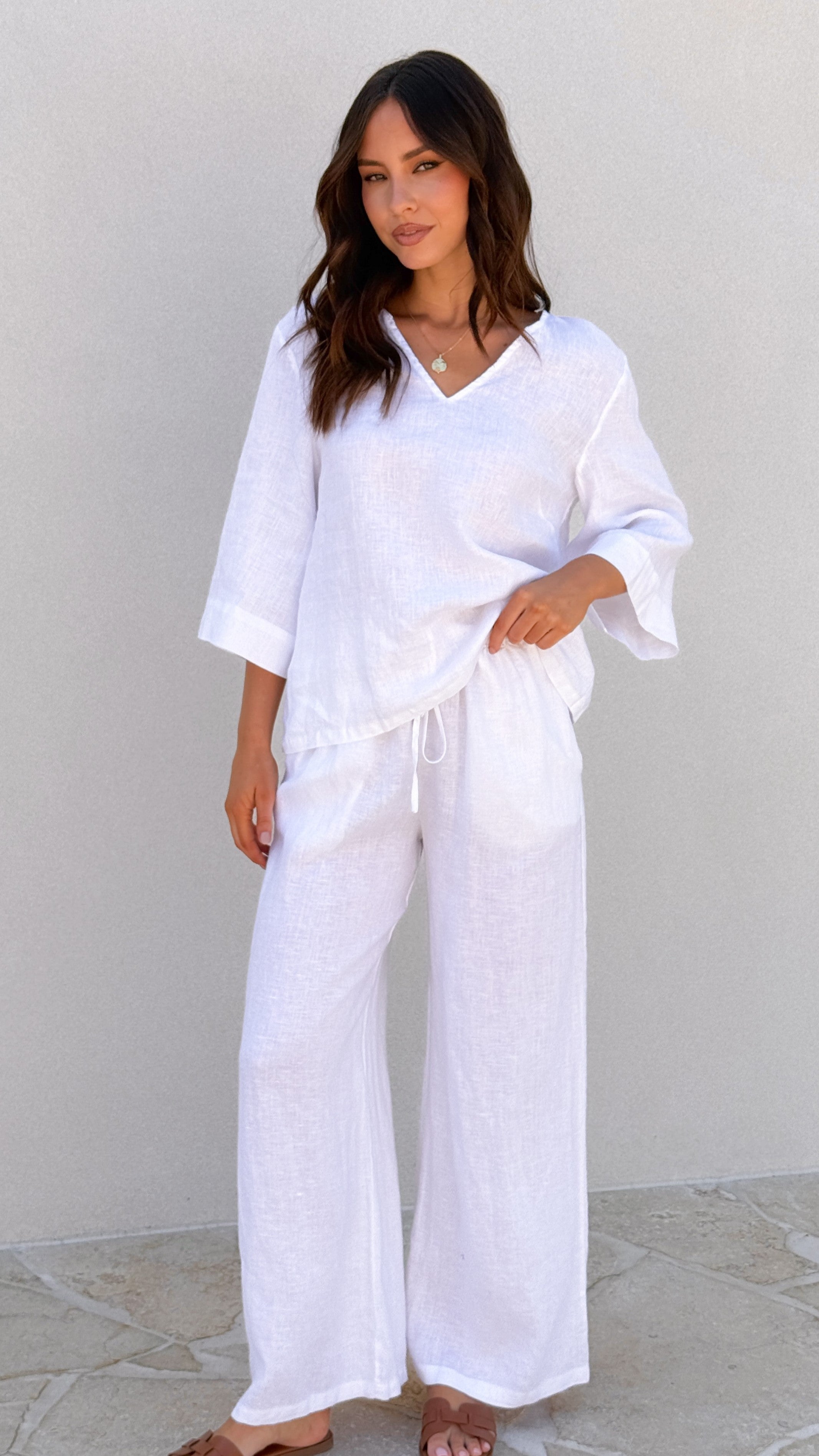 Andrea Women's White Blouse - Elegant Casual Top for Work, Office, and Everyday Wear