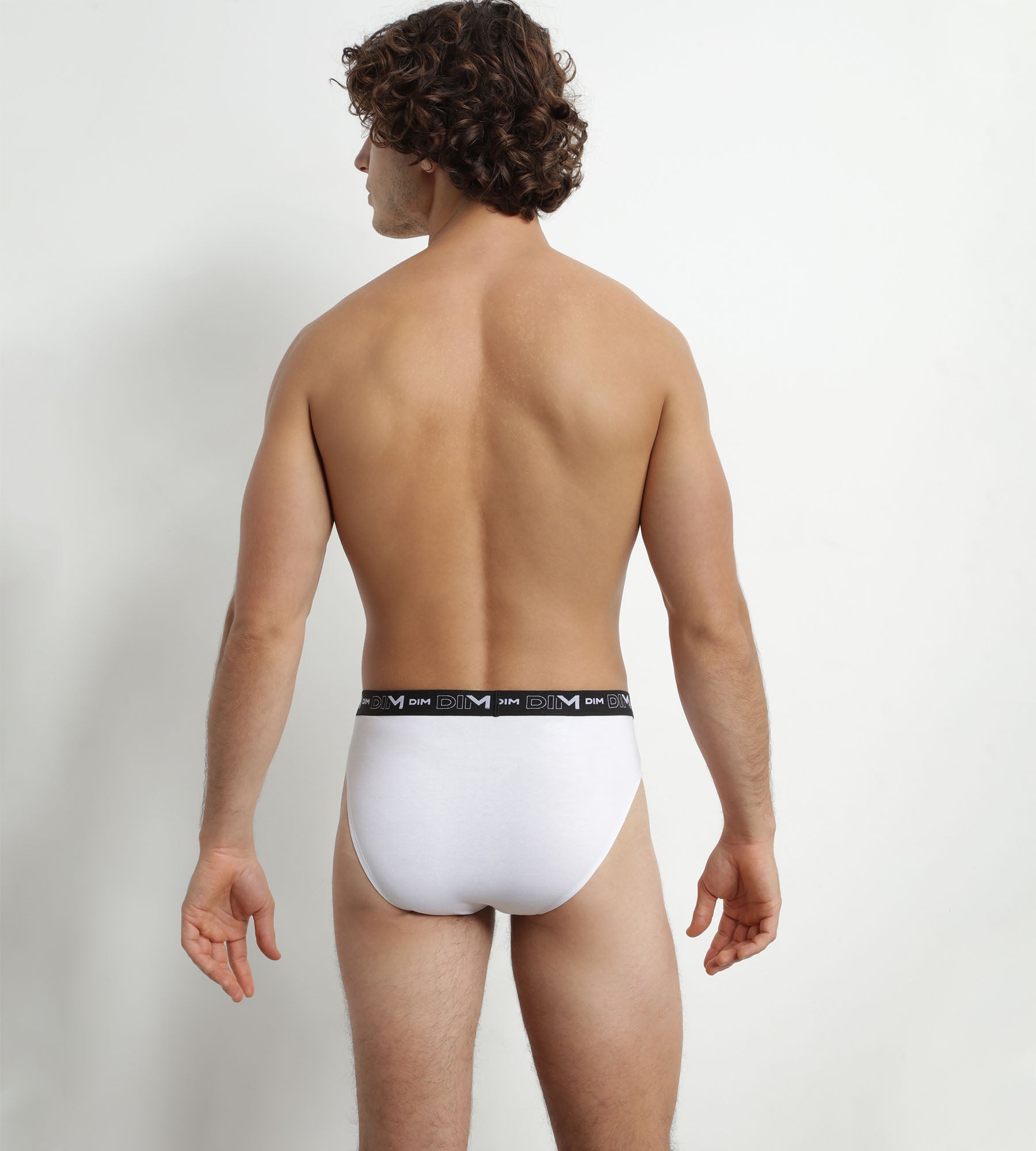 2 Pack Men's Underwear - White & Gray with Contrast Waistband - DIM Cotton Stretch Briefs for Everyday Comfort & Active Lifestyle