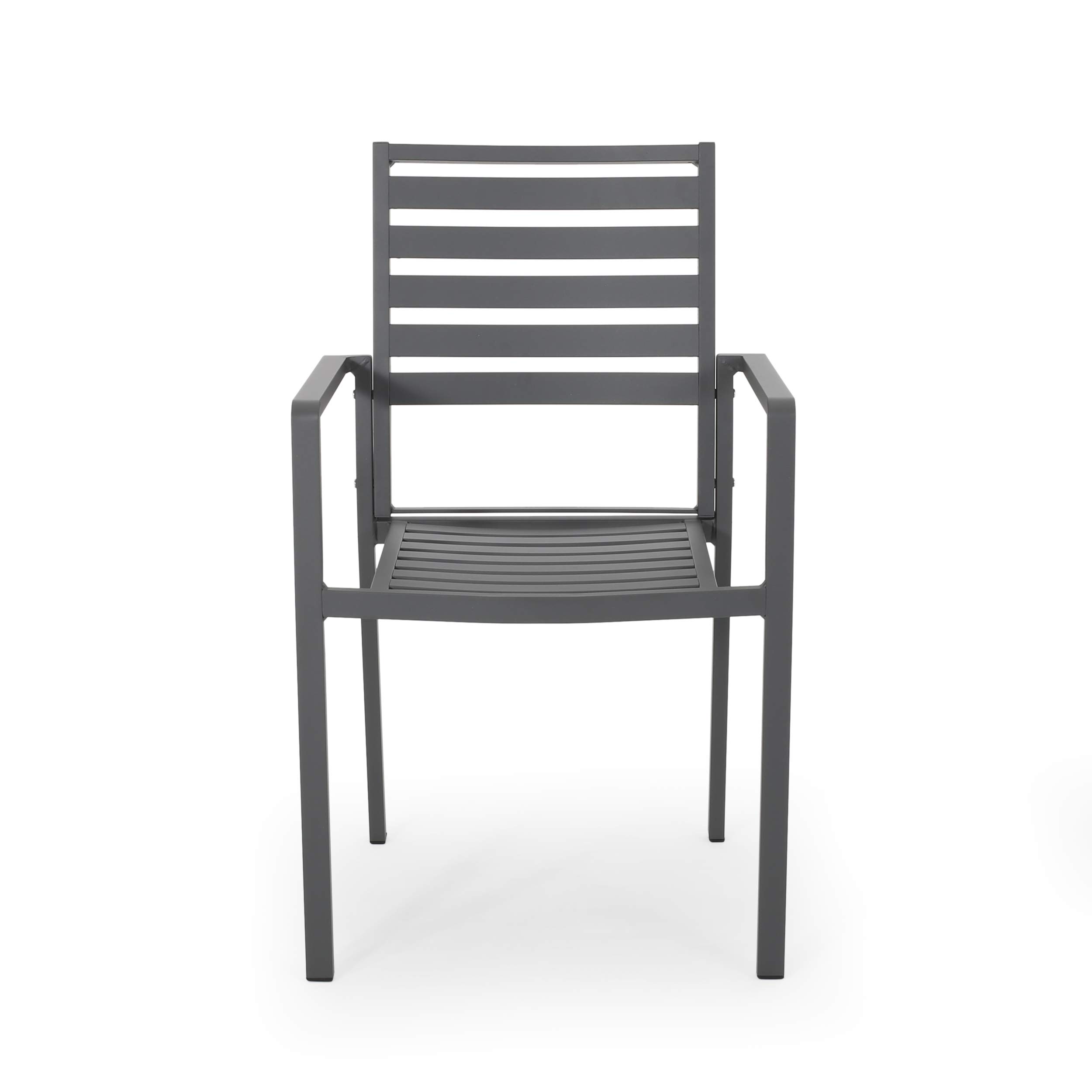 Modern Aluminum Outdoor Dining Chairs (Set of 2) - Lightweight & Weather-Resistant Metal Gray Patio Furniture for Garden, Poolside, and Backyard Dining