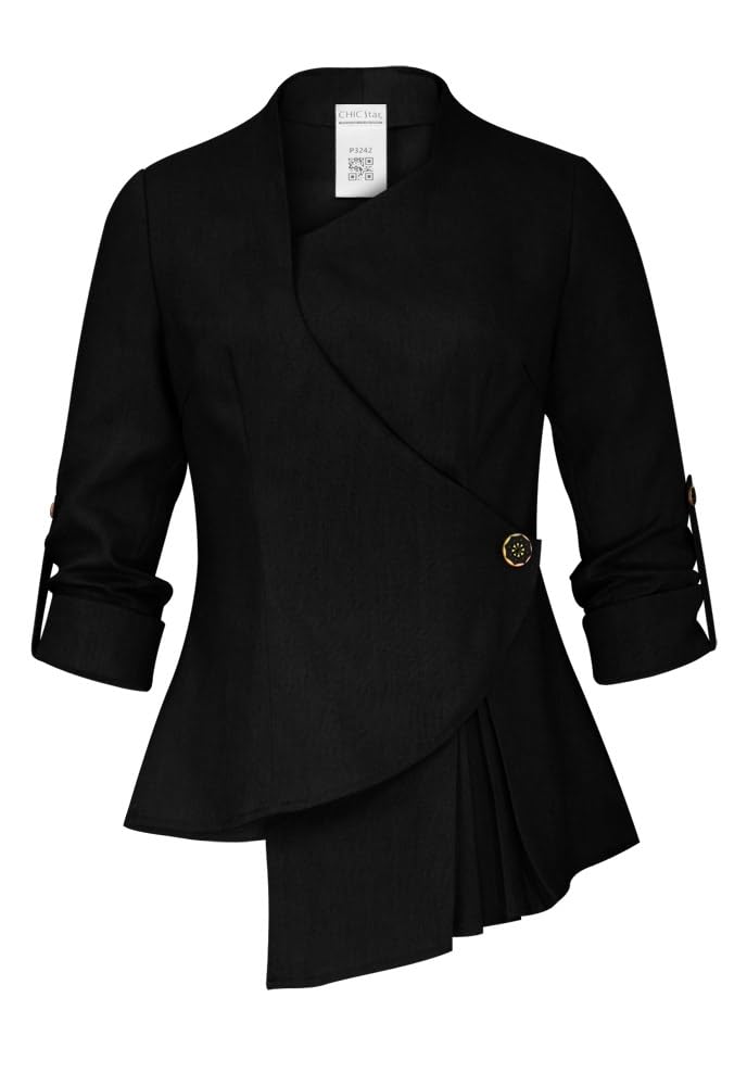 Women's Linen Asymmetric Blazer Jacket - Lightweight Summer Office Wear & Casual Outfit for Women | Perfect for Work, Business Meetings & Date Nights