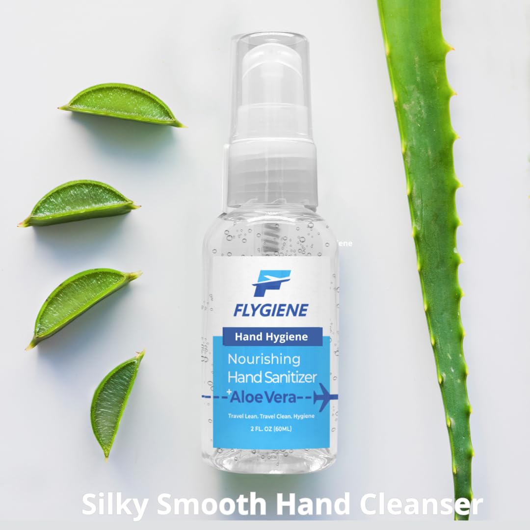 Travel Size Hand Sanitizer 2oz (6 Pack) - 70% Alcohol with Aloe Vera | TSA Approved Portable Sanitizer Bottles | Airplane Travel Essentials for Flying, Camping, Office & Daily Use