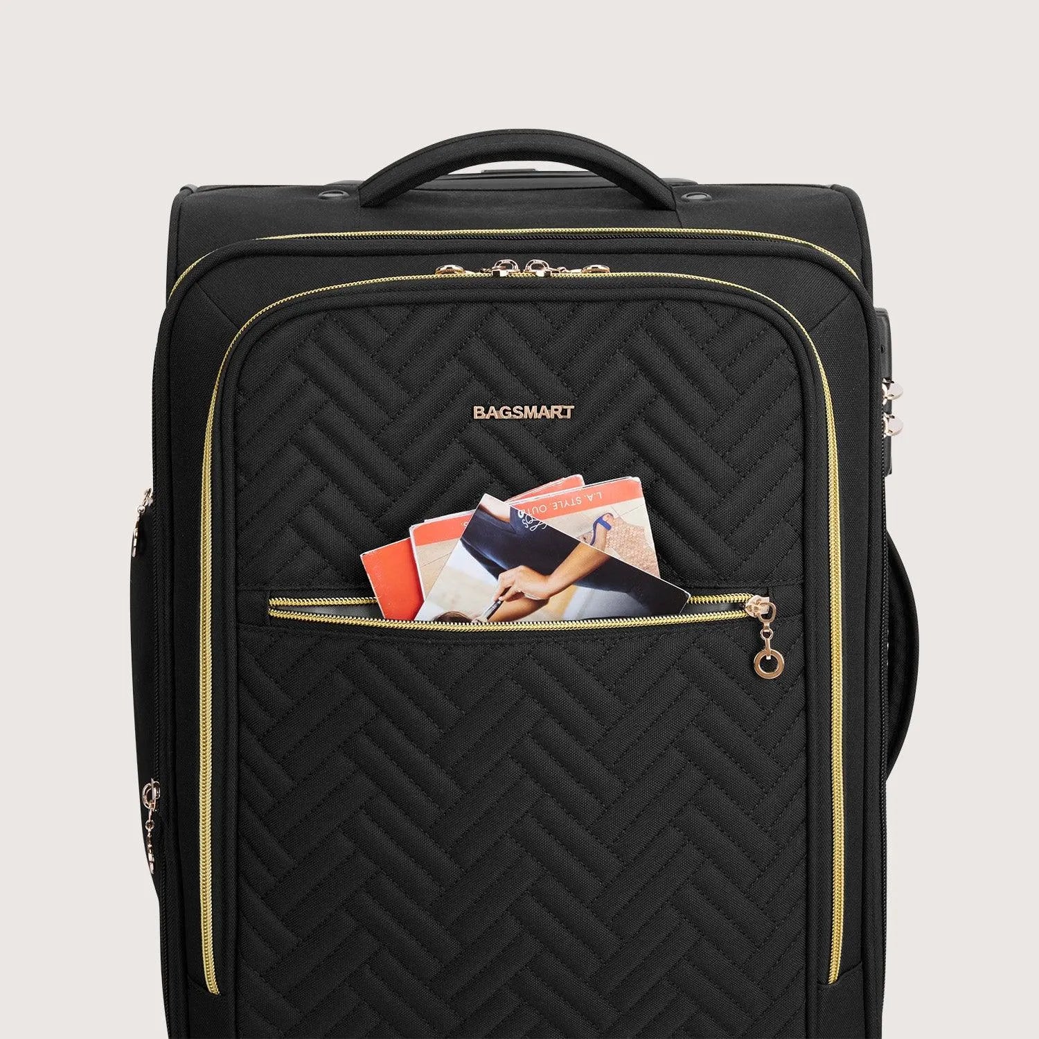 20 Inch Bonchemin Quilted Business & Travel Suitcase - Lightweight Carry-On Luggage with Spinner Wheels for Business Trips & Weekend Getaways