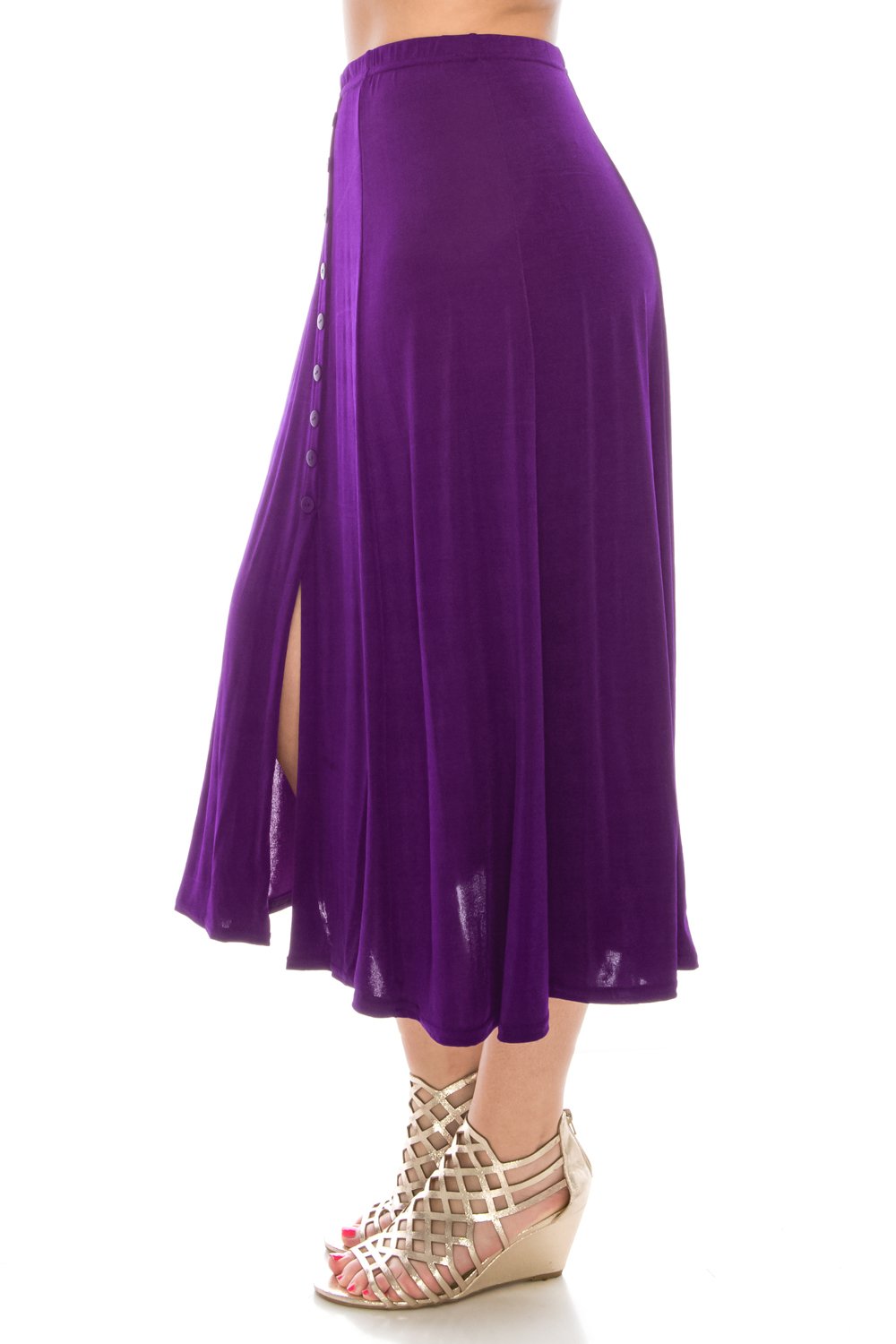 Jostar Women's Flowy Long Skirt with Elastic Waist & Button Front - Stretchy Comfortable Maxi Dress for Casual Outings, Beach Wear & Boho Style Fashion