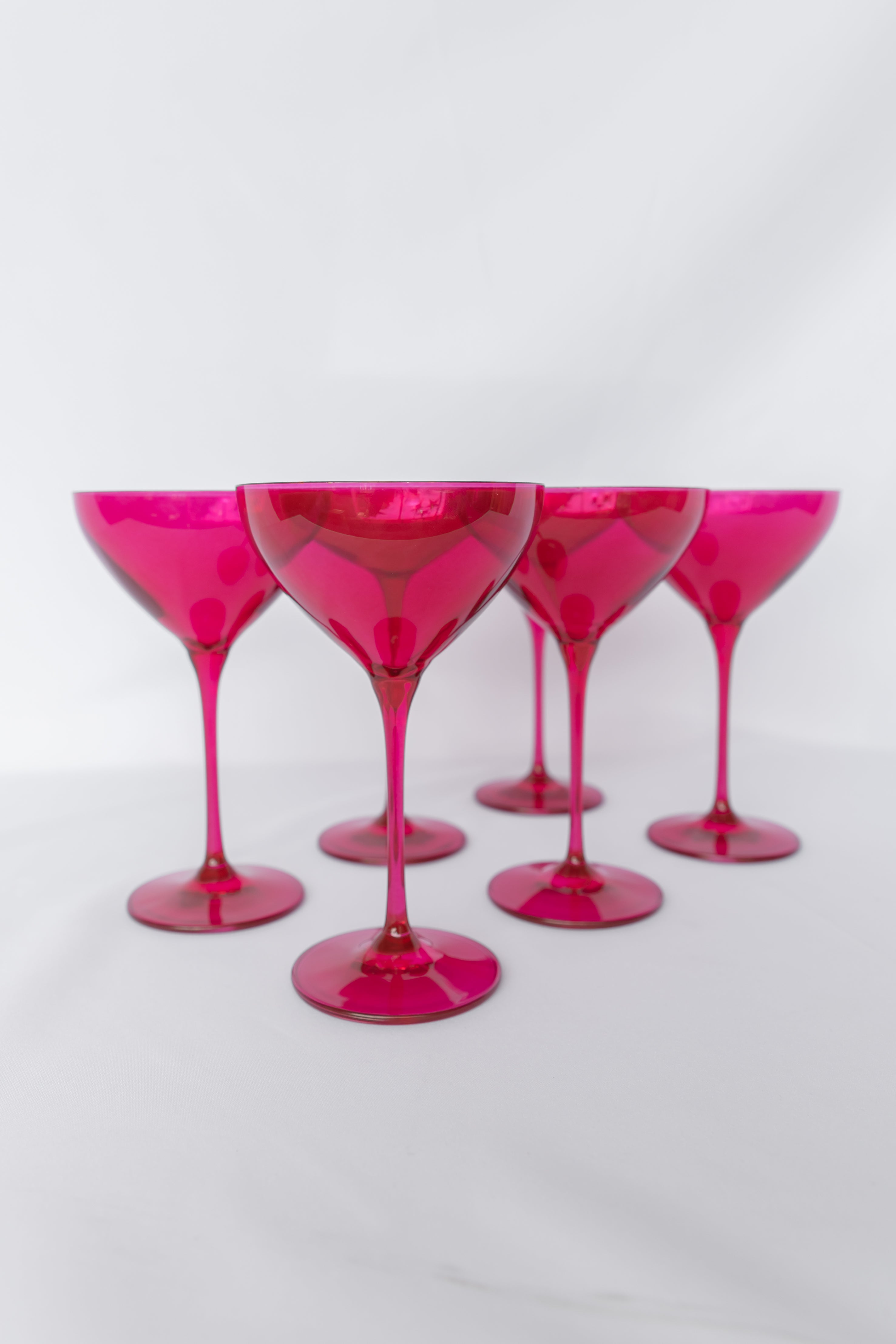 Estelle Colored Martini Glass Set of 6 - Viva Magenta (Fuchsia) | Elegant Cocktail Glasses for Parties, Weddings & Home Bar Decor