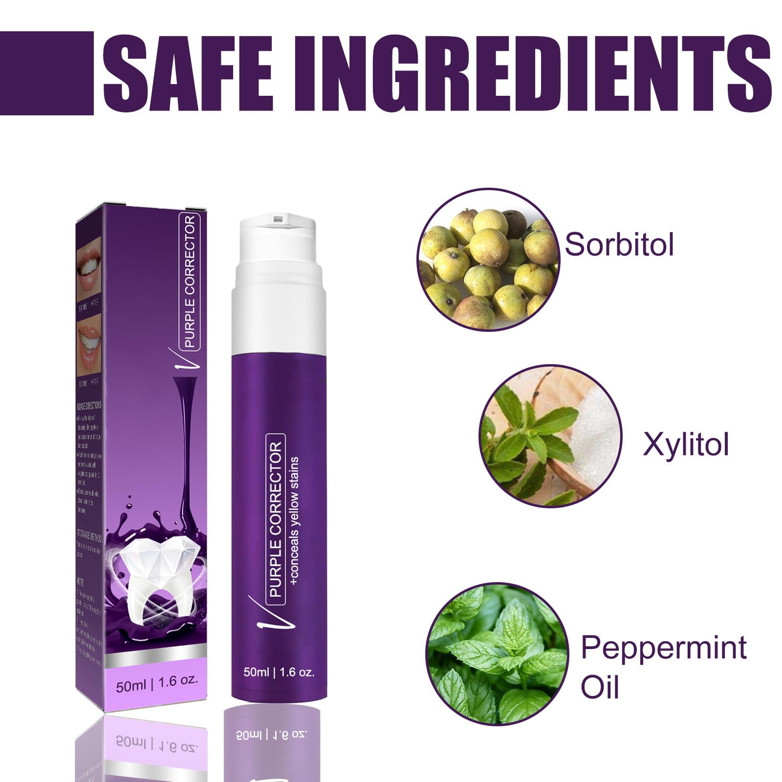 Purple Teeth Whitening Toothpaste for Smokers & Sensitive Teeth - Professional Whitening & Stain Removal Dental Care - Fresh Breath & Gentle Cleaning for Daily Oral Hygiene