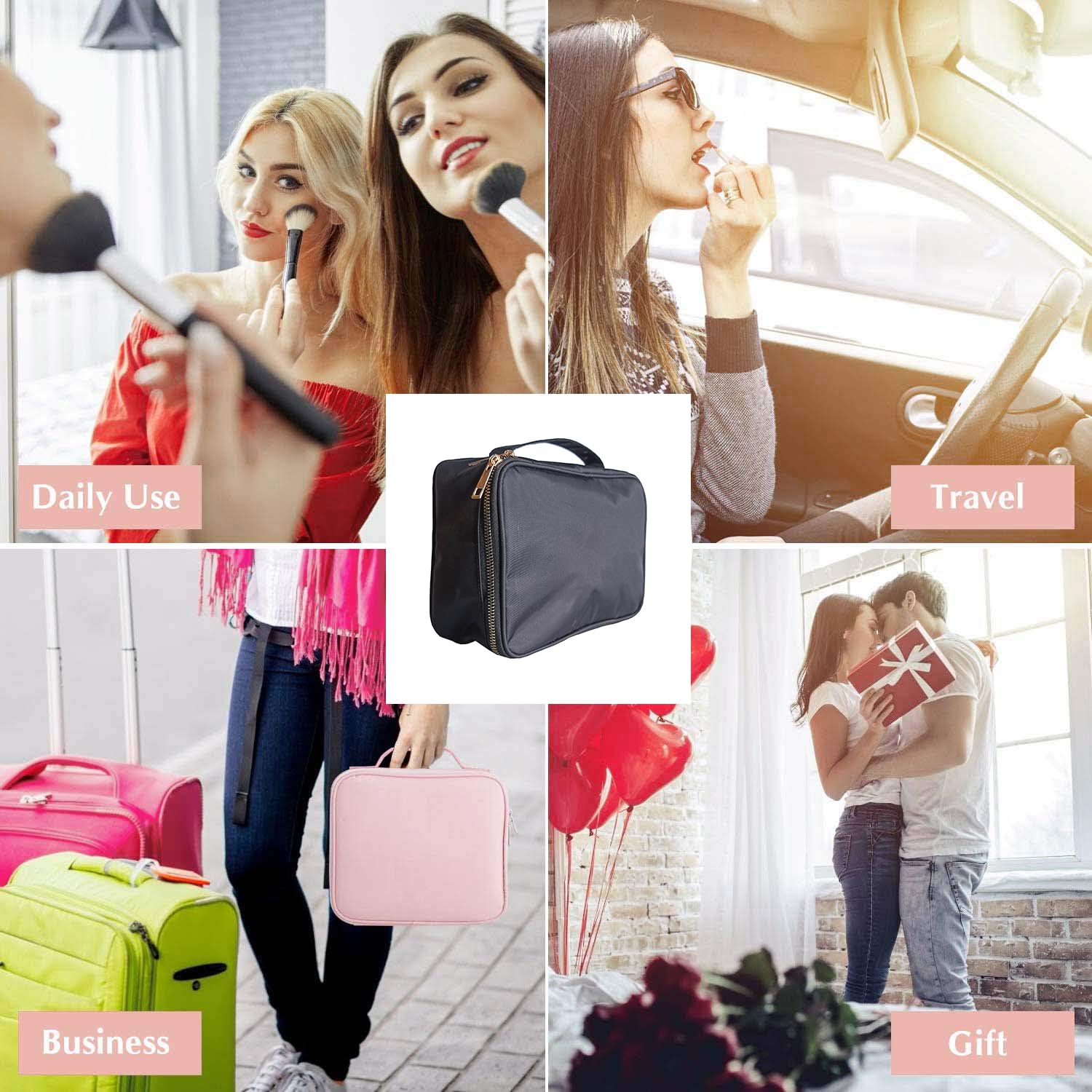 Kartbrink Makeup Bag for Women - Waterproof Travel Cosmetic Organizer with Multiple Pockets, Stylish Toiletry Bag for Beauty Accessories | Perfect for Travel, Gym, and Daily Use