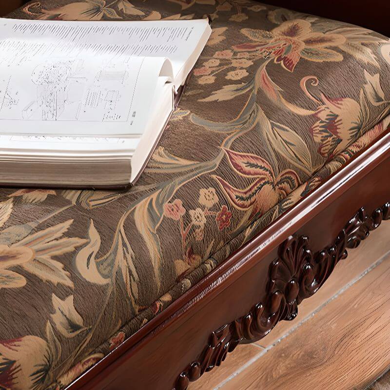 Minimalist Petal Decorated Chaise Lounge Chair with Hidden Storage & Upholstered Seat - Perfect for Living Room, Bedroom or Reading Nook