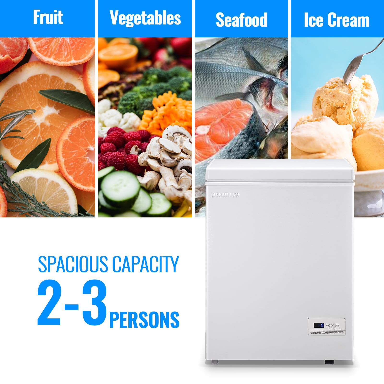 3.5 CU.FT Chest Freezer - Ultra Low Temperature Deep Freezer (-12℉) with 2 Removable Baskets, Compact Freestanding White Mini Freezer for Home, Kitchen, Office | Perfect for Storing Frozen Foods, Ice Cream, Meat & Meal Prep